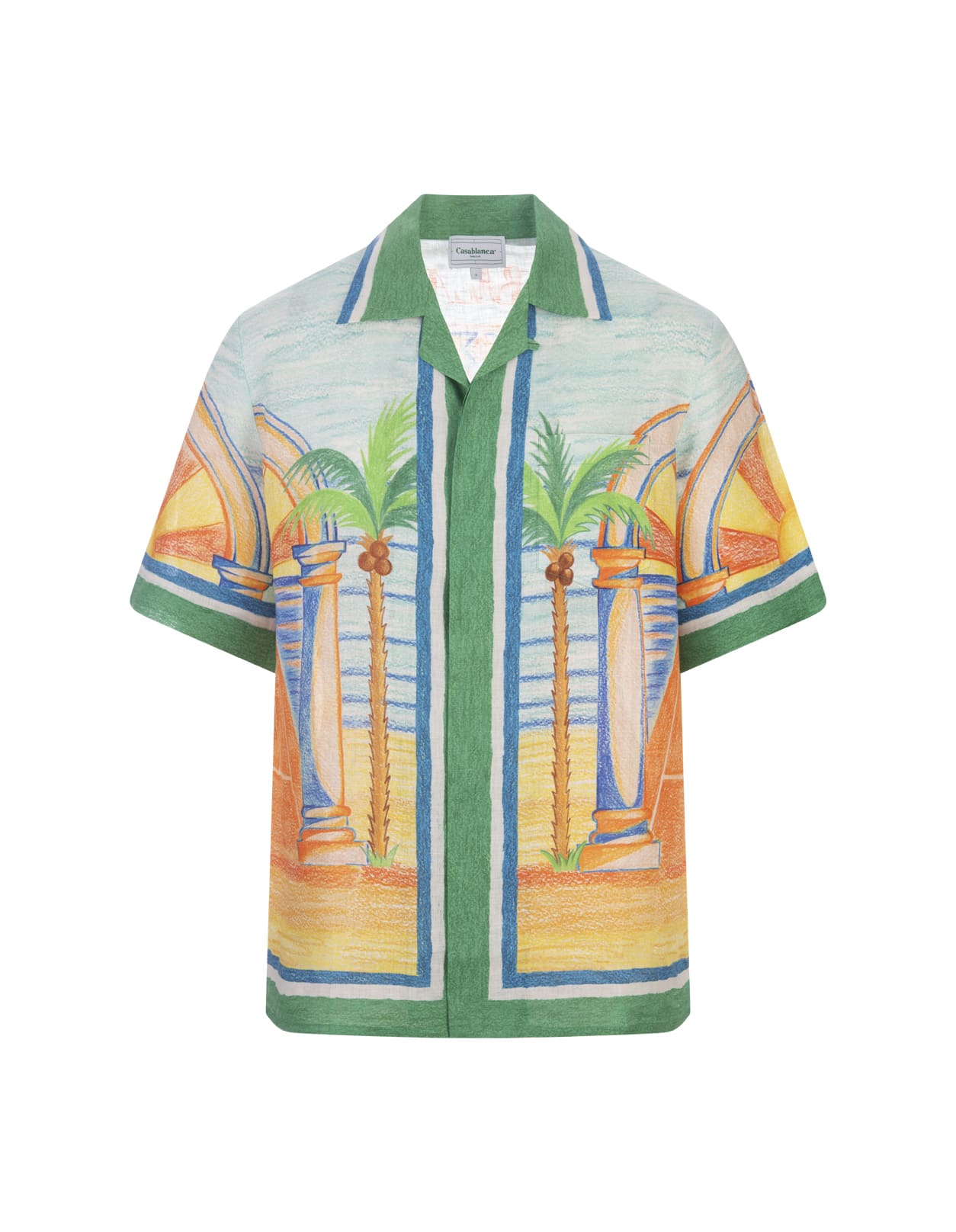 Shop Casablanca Day Of Victory Shirt In Linen In Green