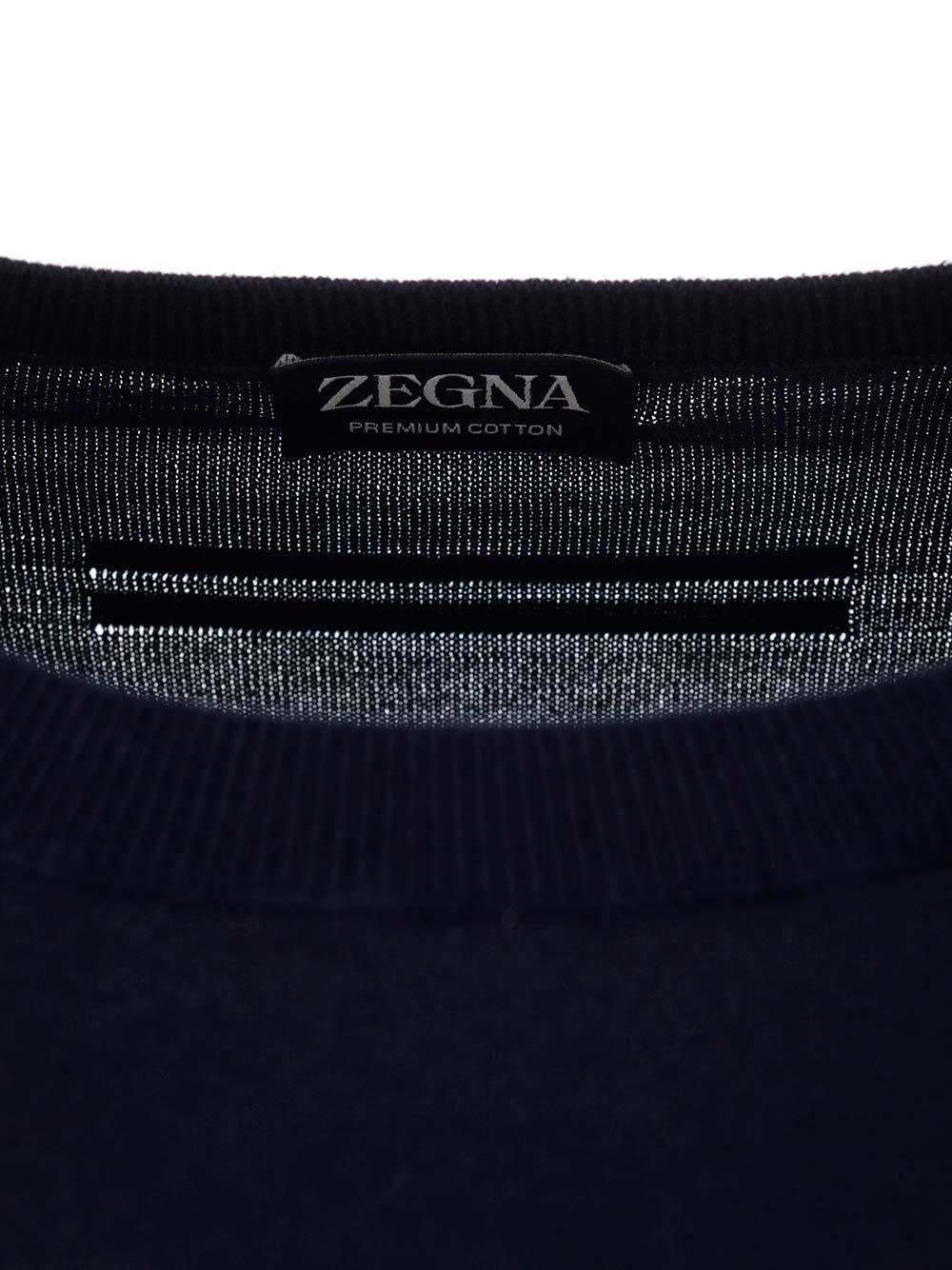 Shop Zegna Crewneck Knitted Jumper In Blue