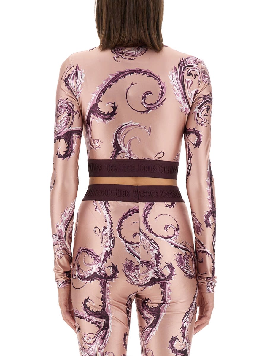 Versace Jeans Couture Top Cropped In Pink