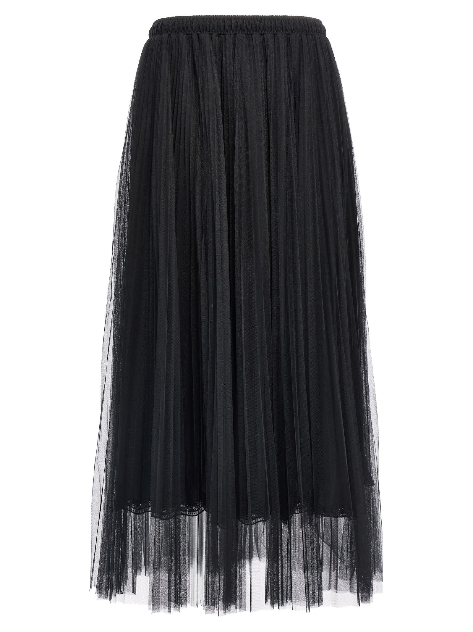 Shop Ermanno Scervino Pleated Tulle Skirt In Black