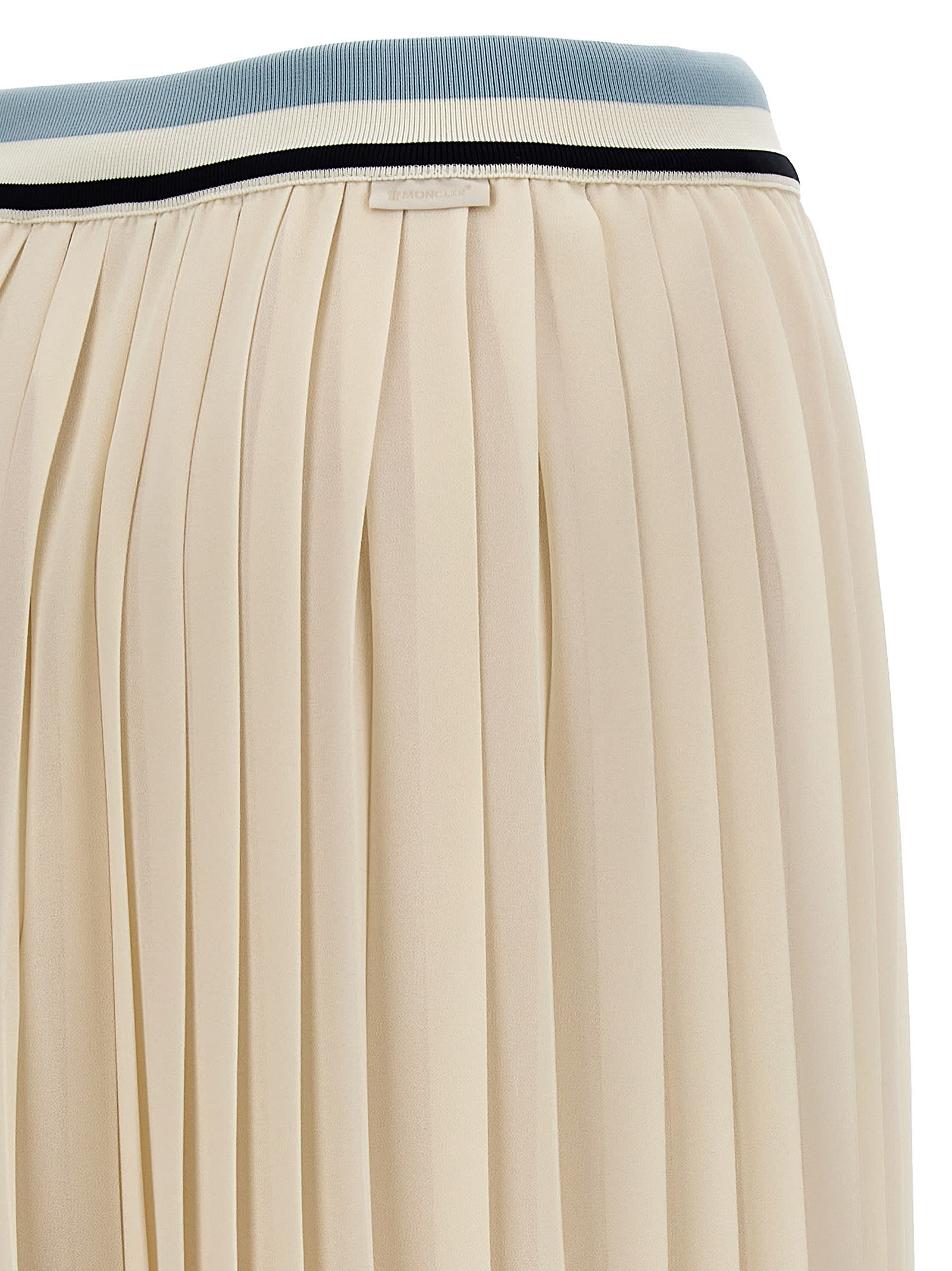 Shop Moncler Long Pleated Skirt In White