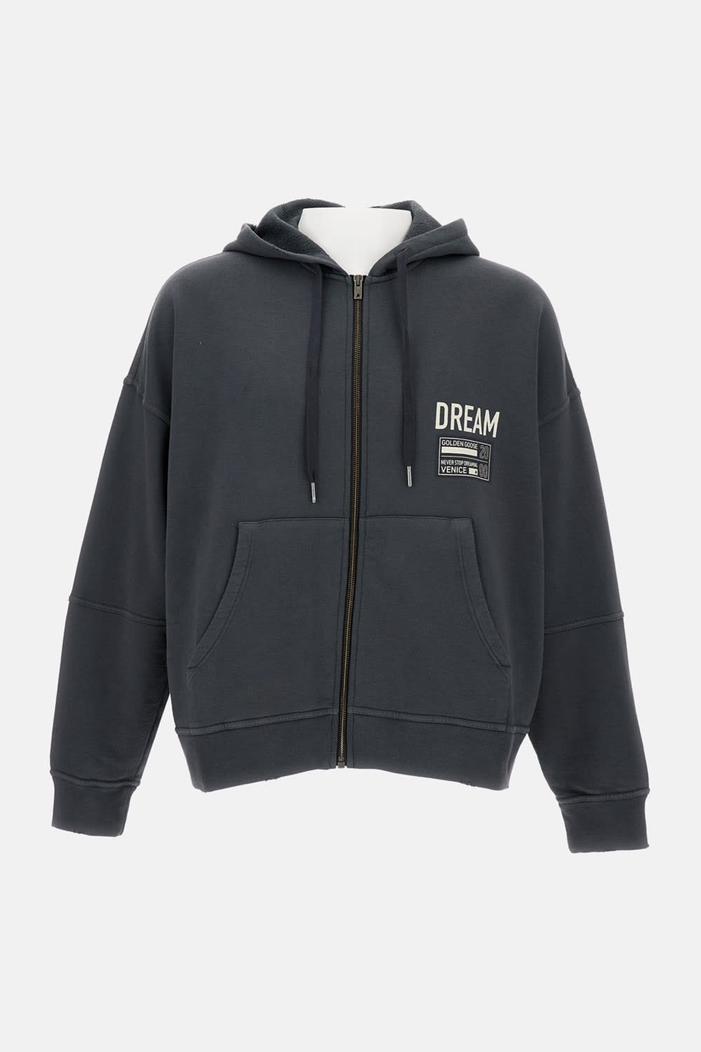 Golden Goose Deluxe Brand Dark Grey Cotton Oversize Ottaviano Sweatshirt In Black