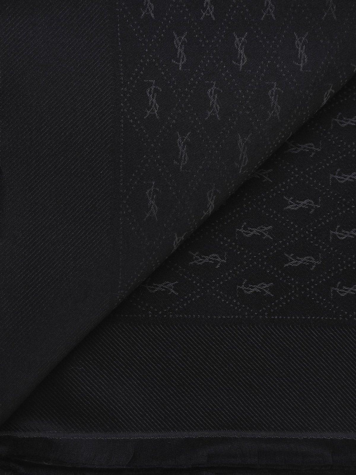 Shop Saint Laurent Cassandre Monogram Large Scarf In Black Dark Grey