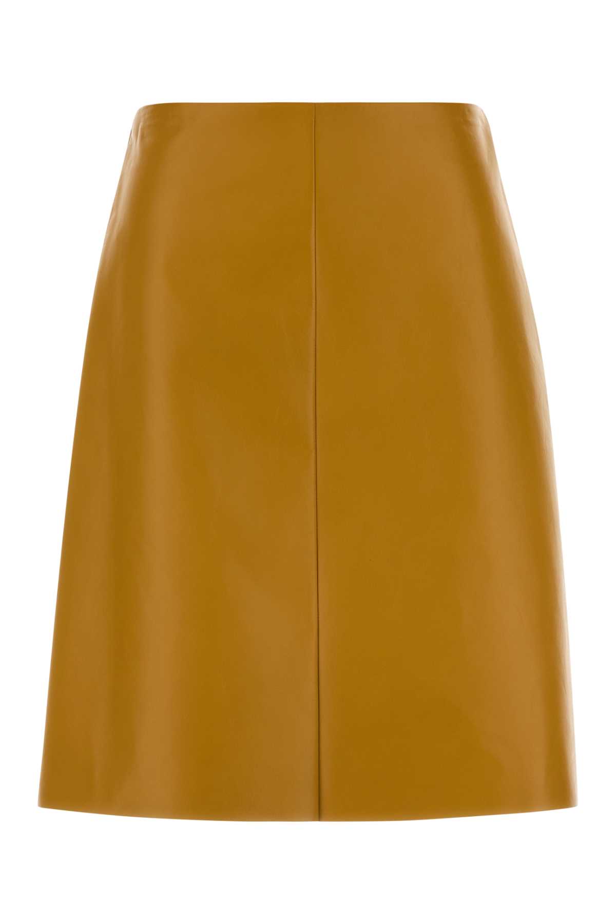 Miu Miu Ochre Nappa Leather Skirt