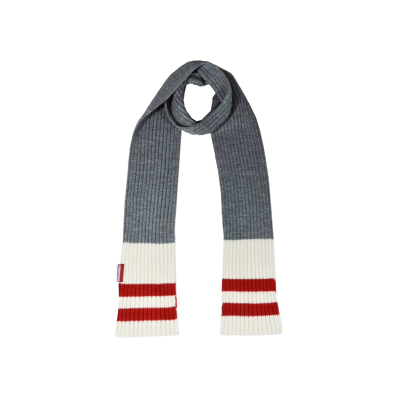 Shop Dsquared2 Logo-tag Striped Wraparound Scarf In Grigio