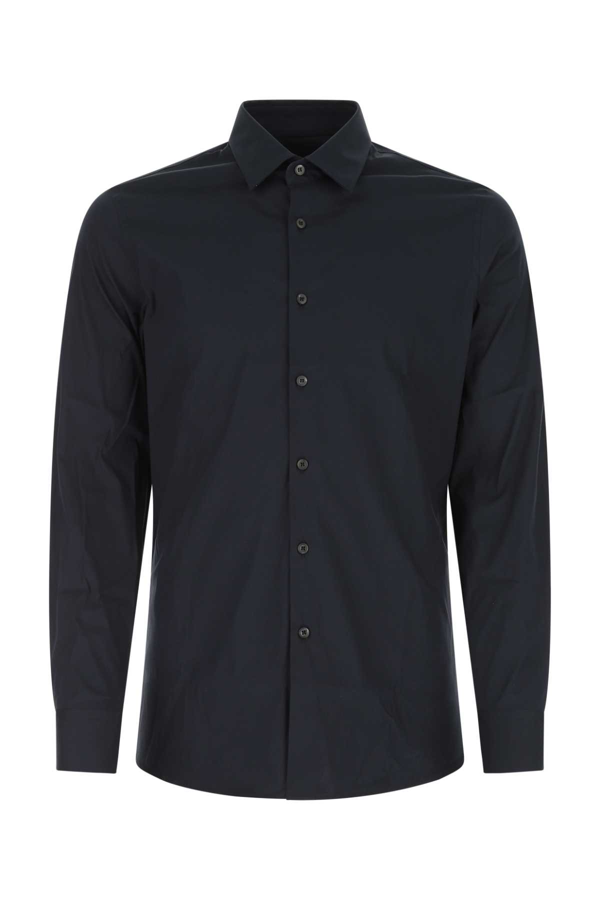 Shop Prada Midnight Blue Stretch Poplin Shirt In F0008