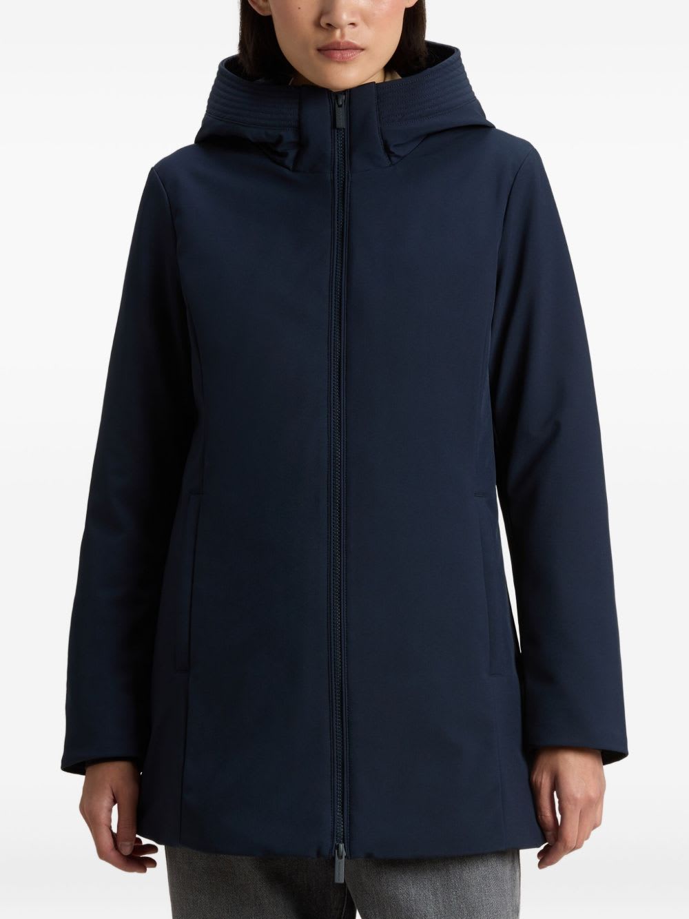 Woolrich Midi Parka Coat In Blue