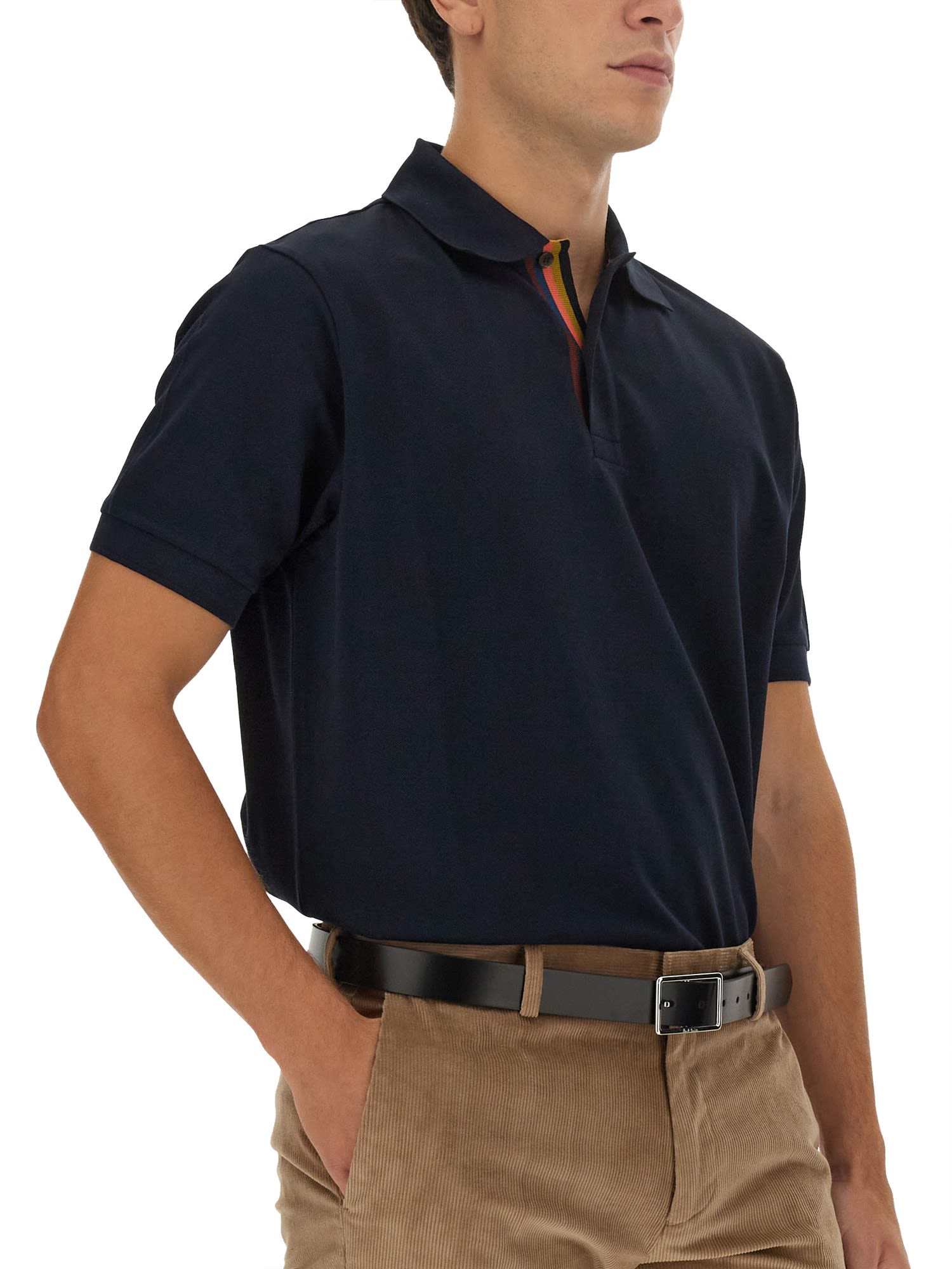 Shop Paul Smith Regular Fit Polo Shirt In Blu Scuro