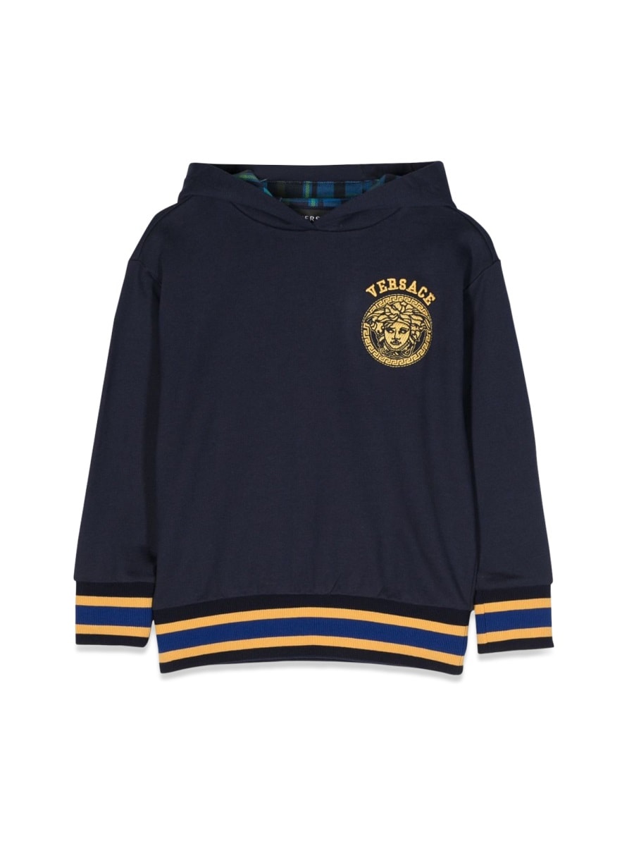 Versace Kids' Jellyfish Sweatshirt Inside Tartan In Blue