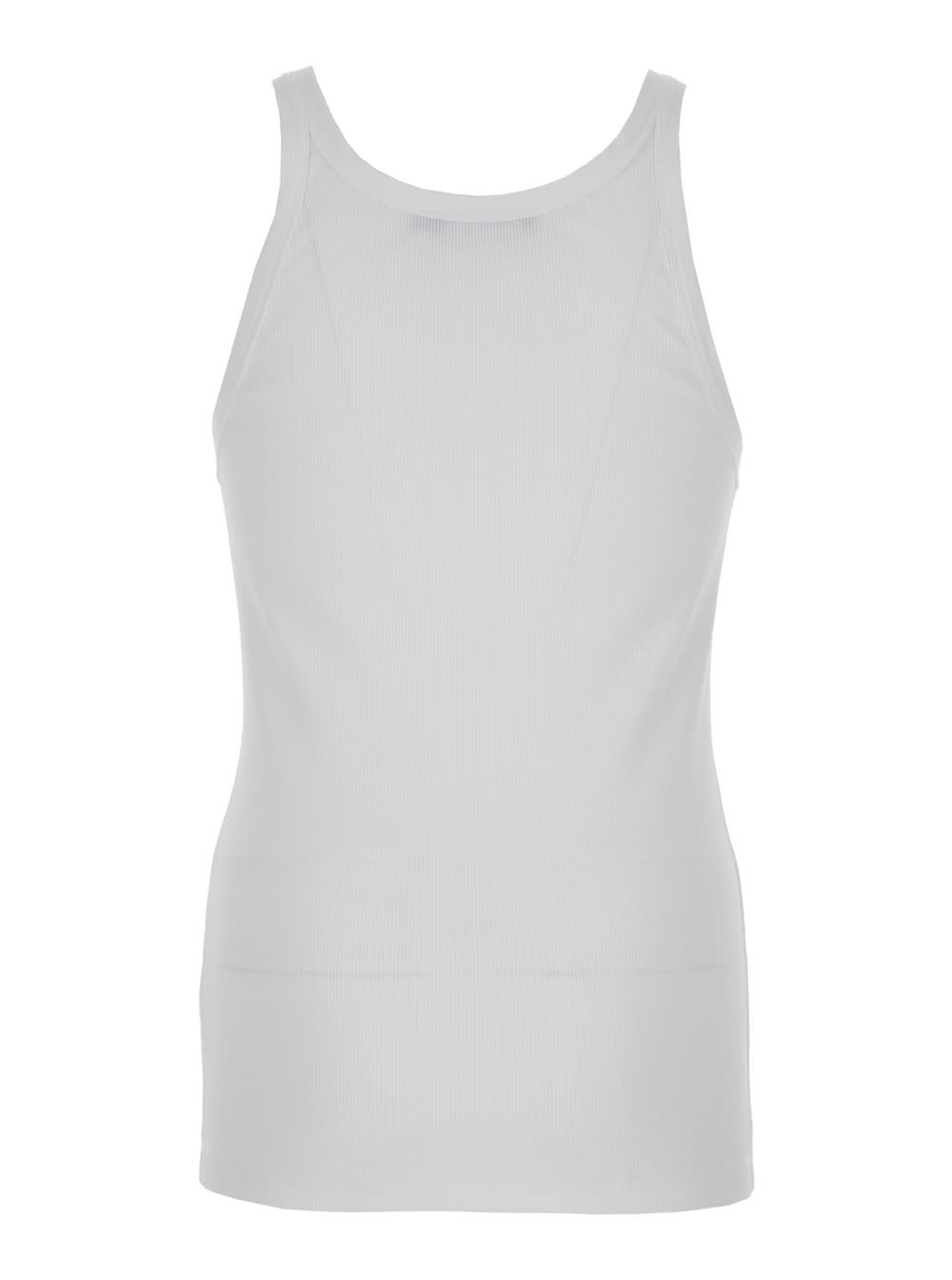 Shop Dolce & Gabbana White Ribbed Tank Top With Logo Label In Cotton Man