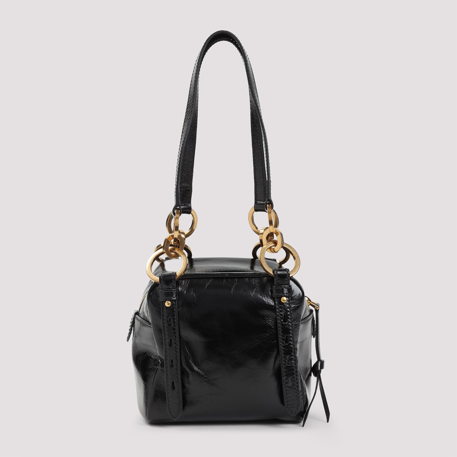 Prada Re-nylon And Leather Medium Top-handle Bag With Padlock In Nero