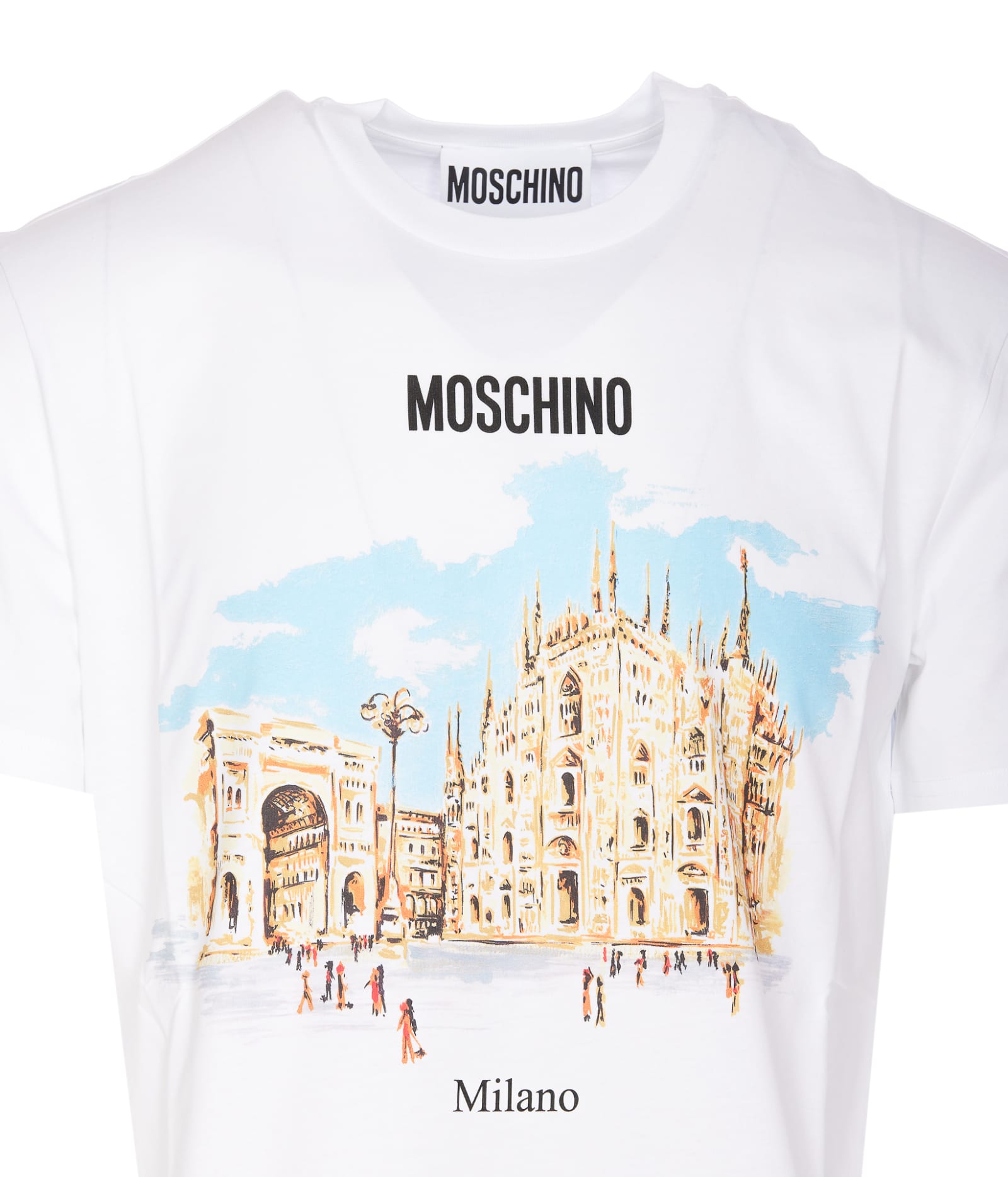 Moschino T-shirt With Round Neck And Short Sleeves In White