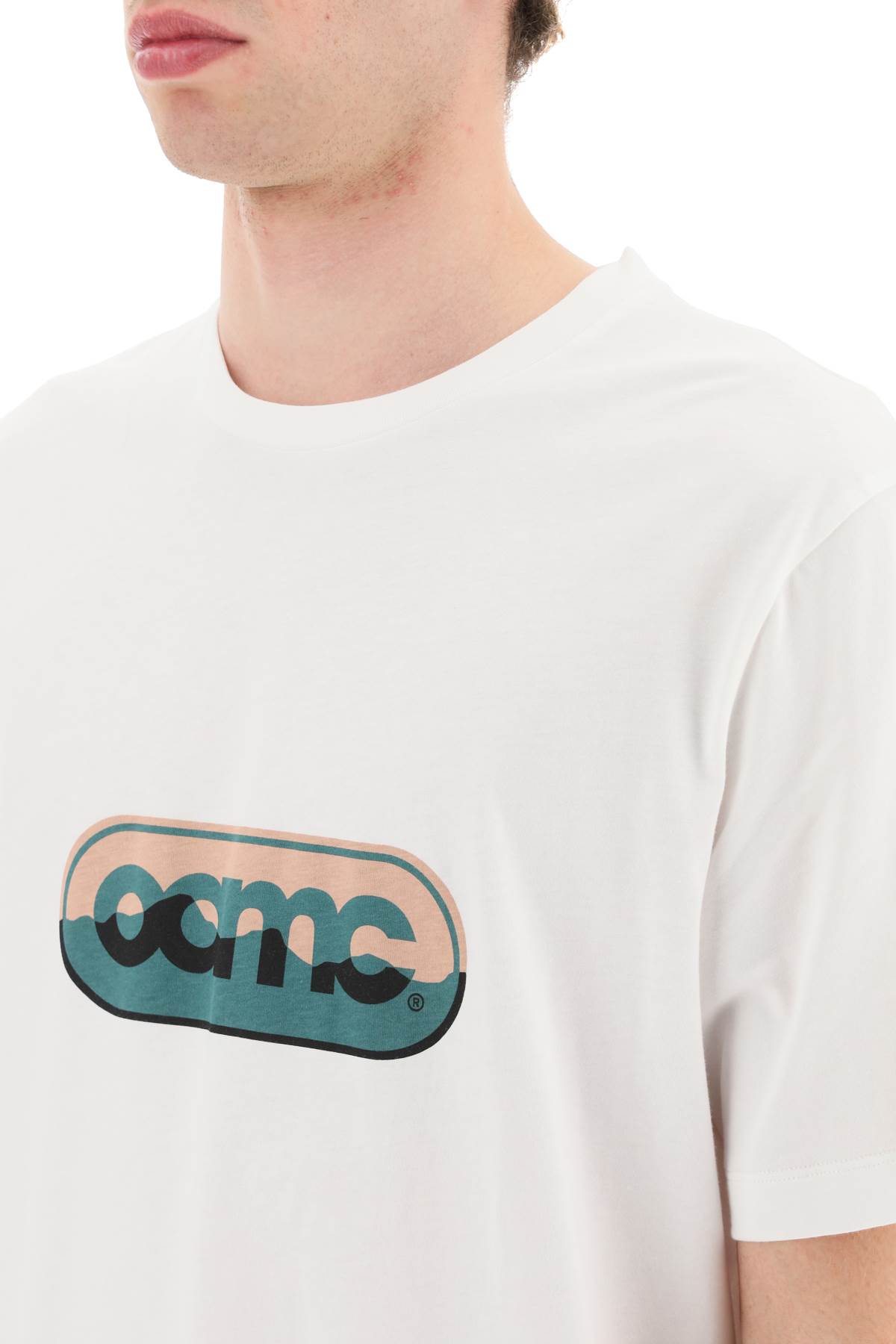 Shop Oamc Logo Print T-shirt In White (white)