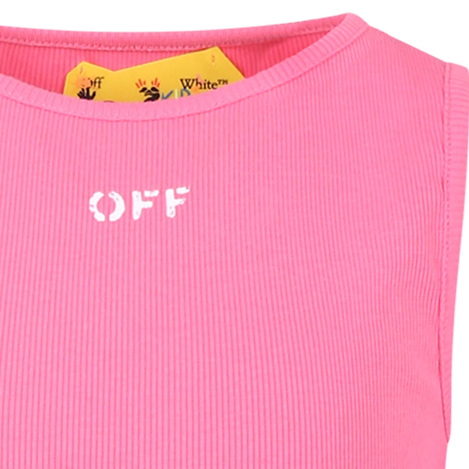 Shop Off-white Fuchsia Dress For Girl With Logo In Pink