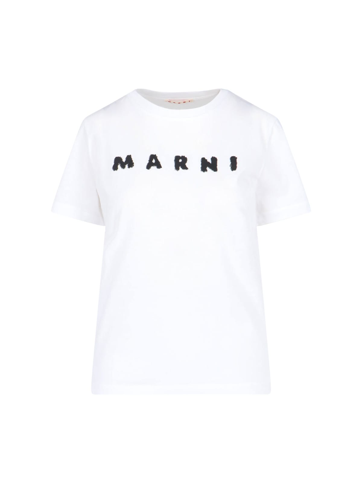 Marni Textured Logo T-shirt With Relaxed Fit In White