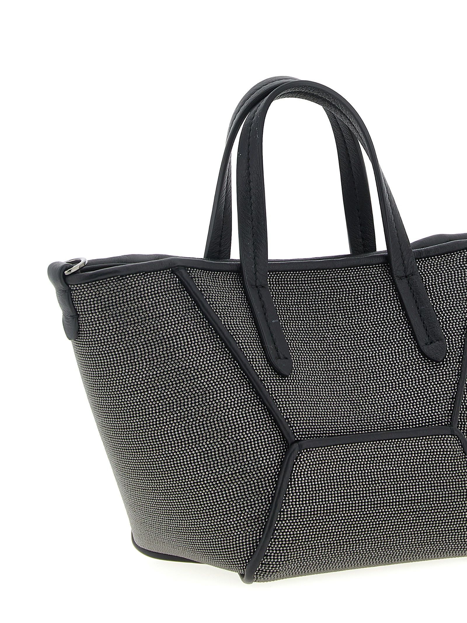 Brunello Cucinelli Precious Bc Duo Mini Bag In Grained Leather In Black