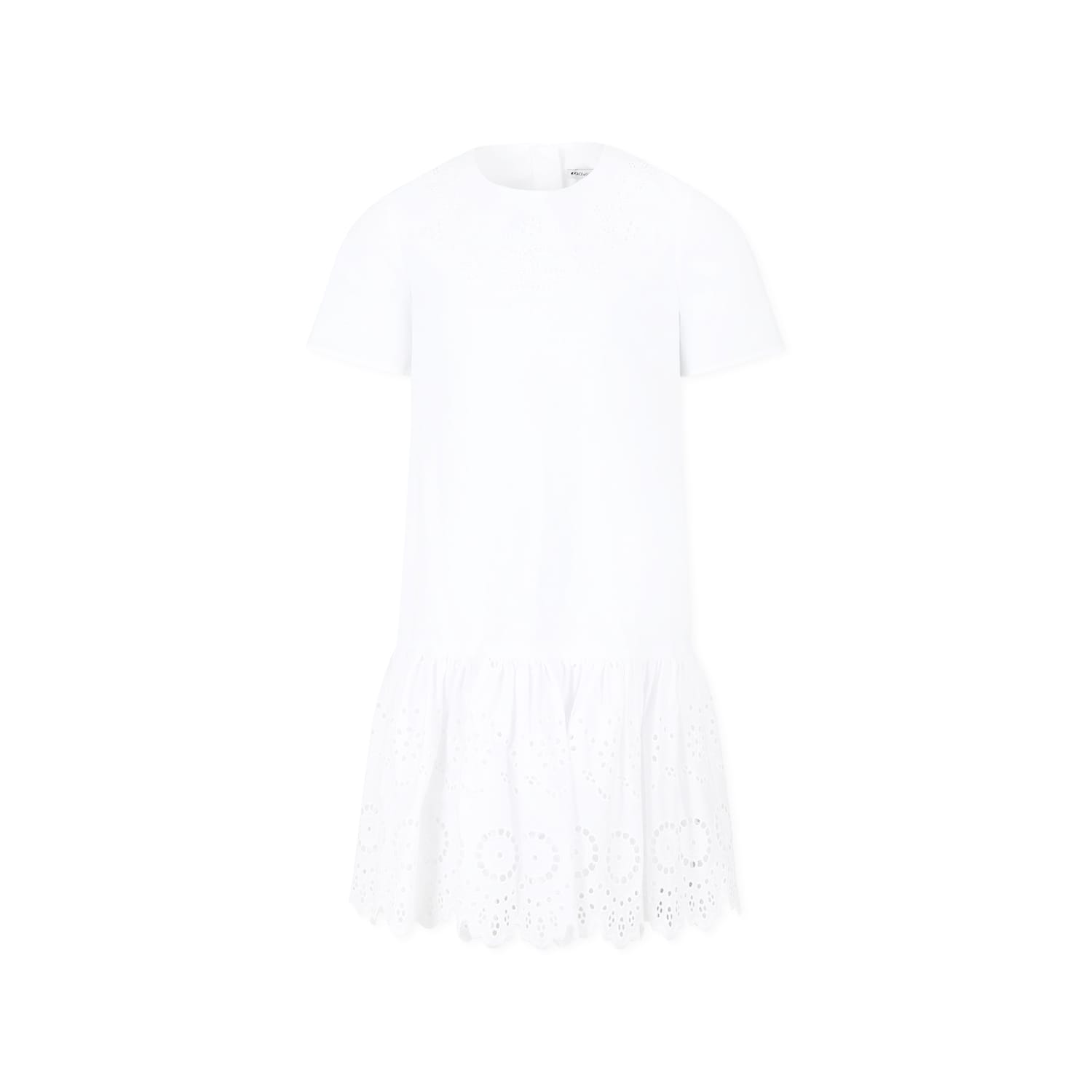 Dolce & Gabbana White Dress For Girl With Logo In White