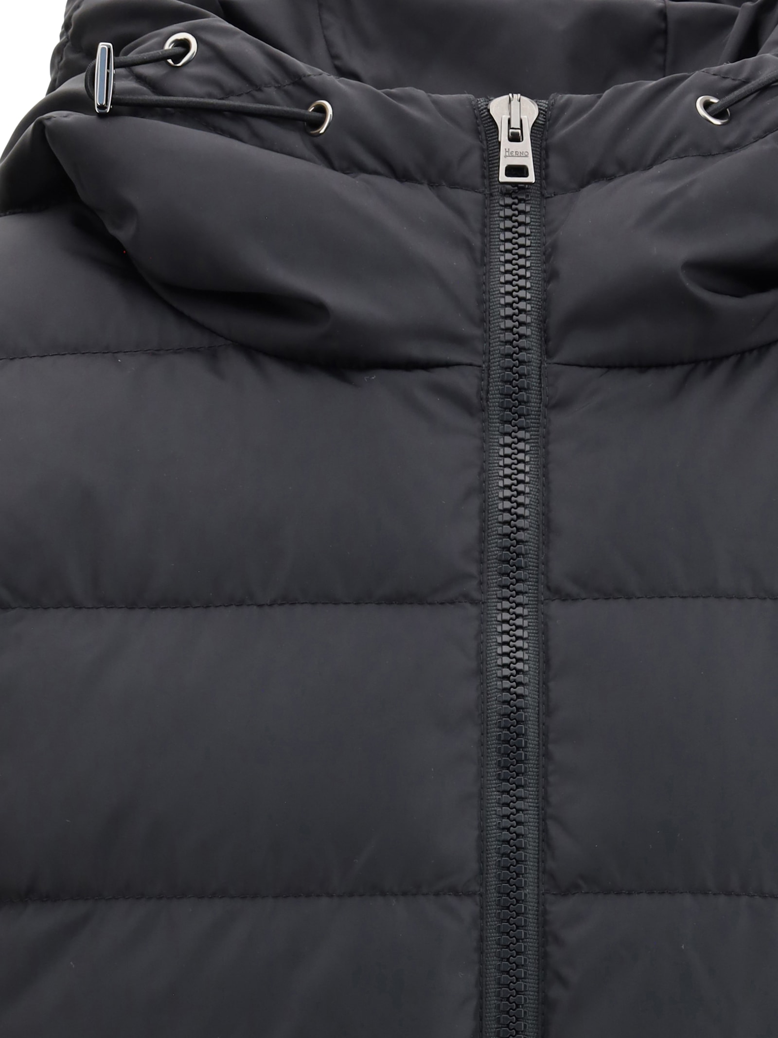 Herno Men Quilted Bomber Jacket With Wool Sleeves In Gray