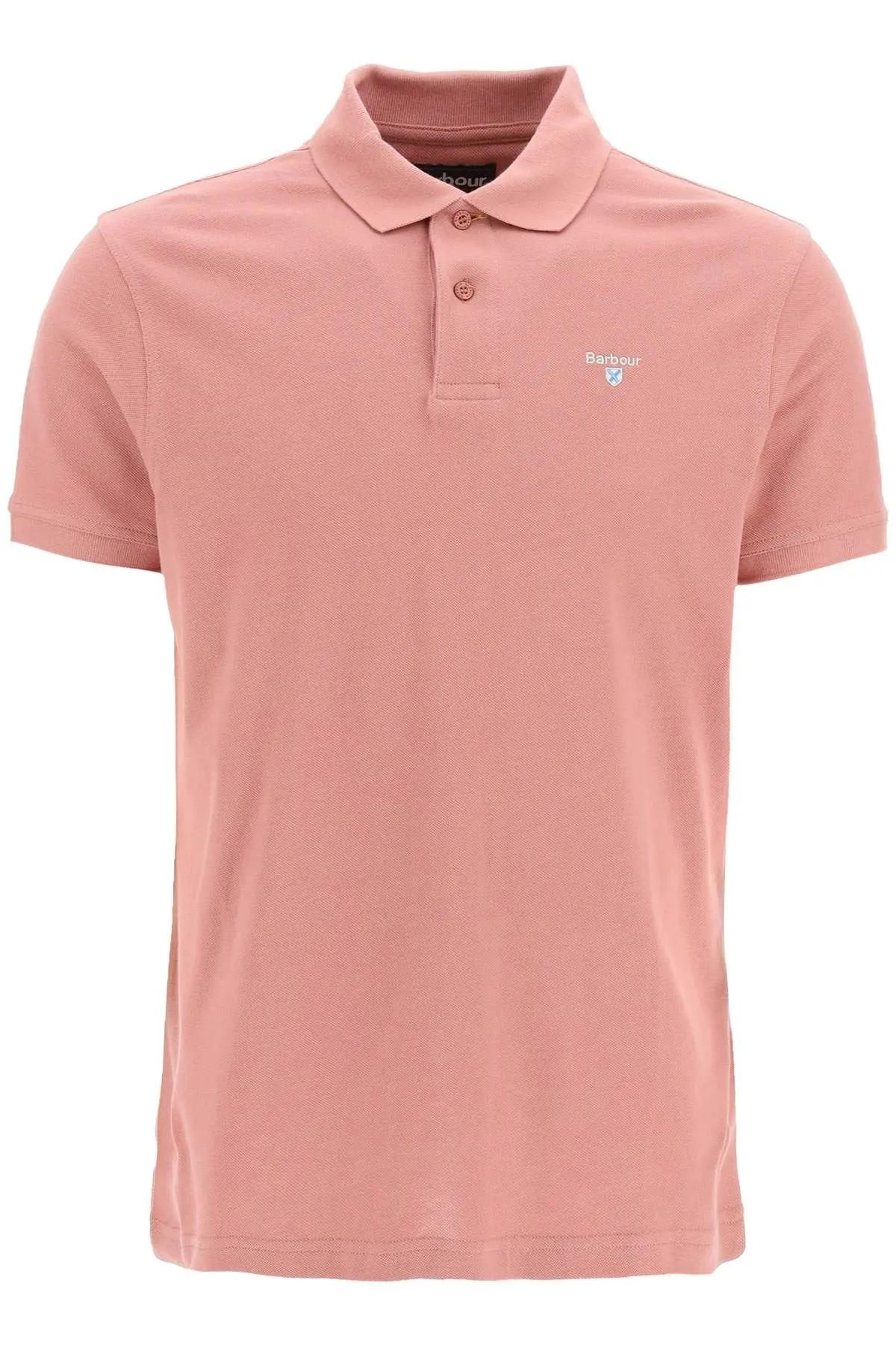 Shop Barbour Polo Shirt With Embroidery In Faded Pink