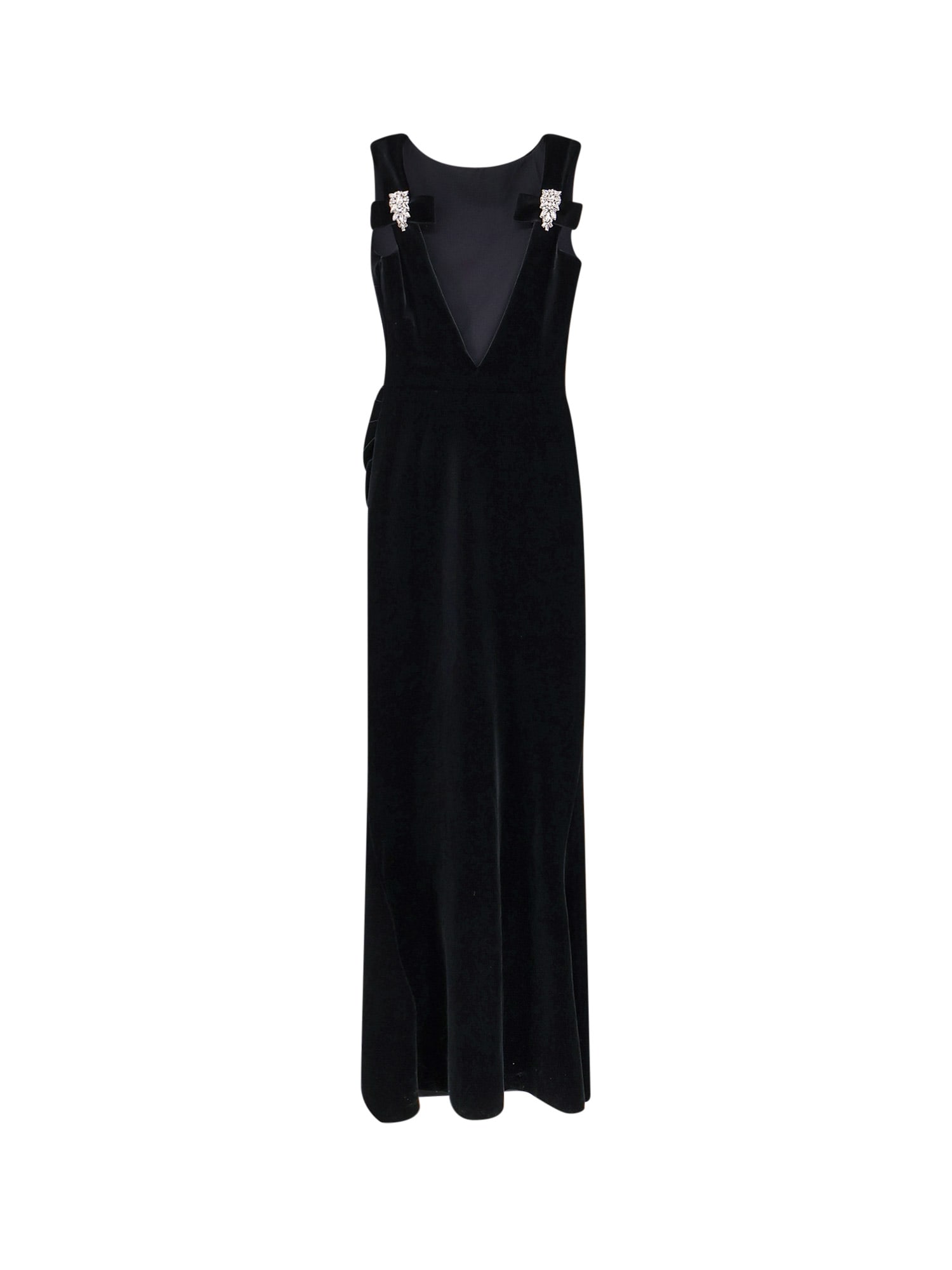 La Petit Robe Di Chiara Boni Nima Velvet Long Dress In Black