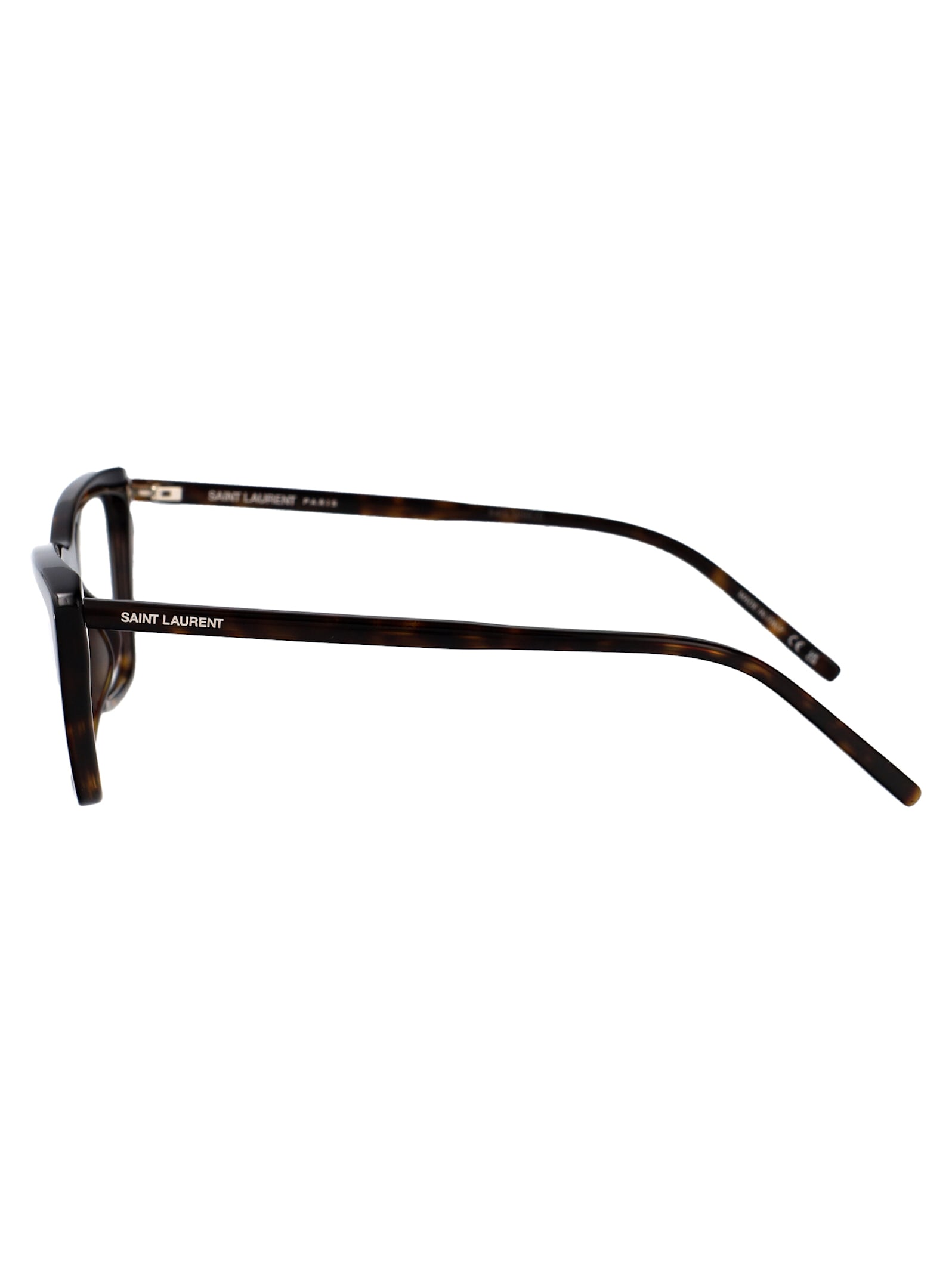 Saint Laurent Havana-havana-transparent Acetate Glasses In Black