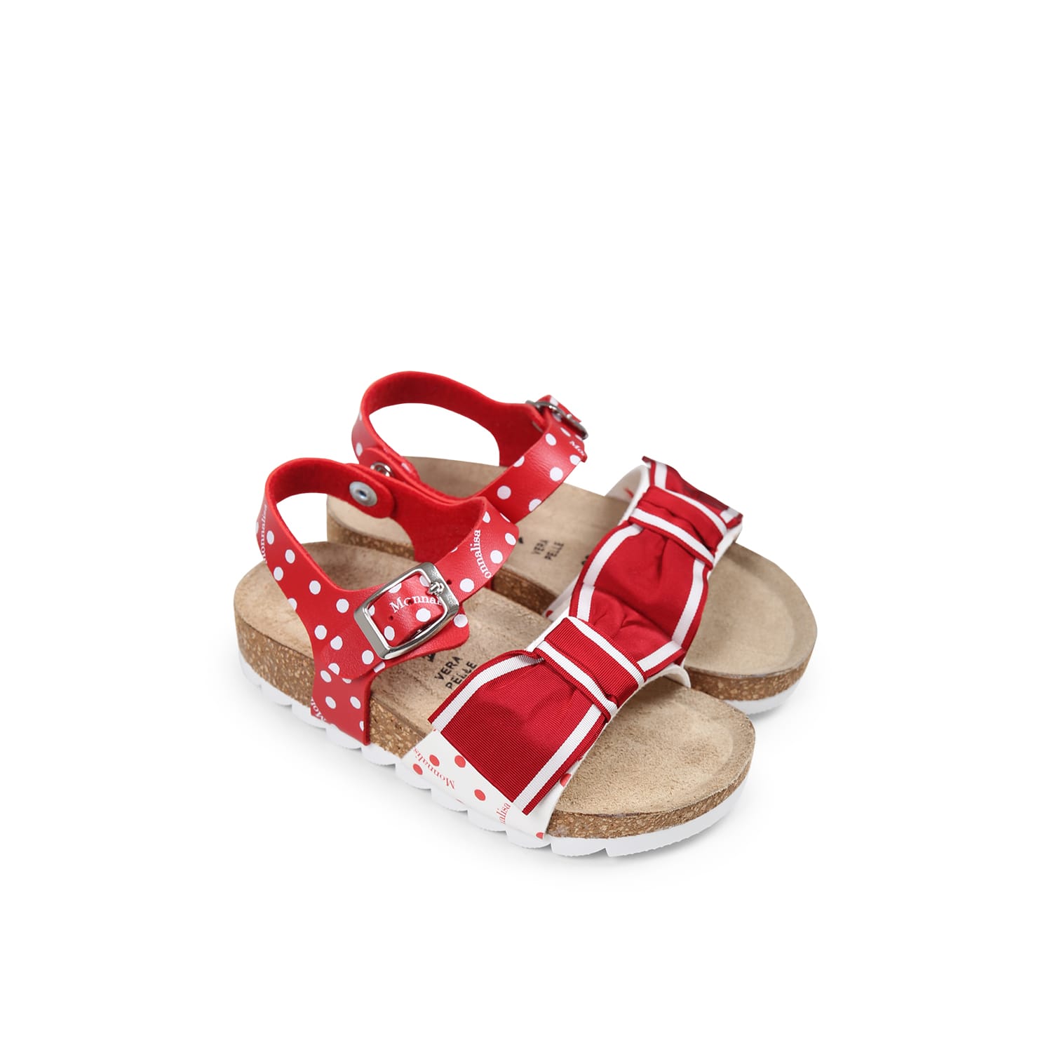 Shop Monnalisa Red Sandals For Girl With Bow