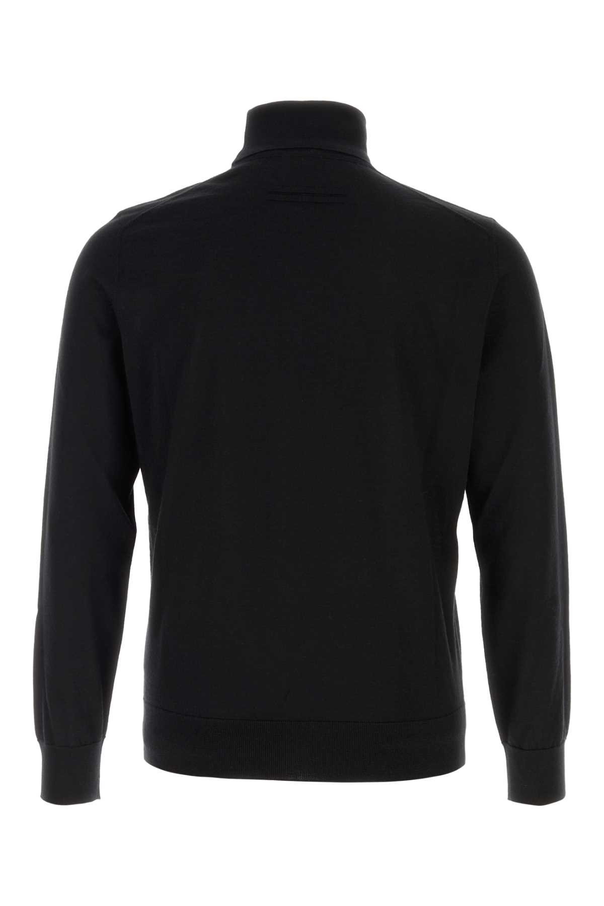 Zegna Luxurious Cashmere-silk Roll-neck Sweater In Black