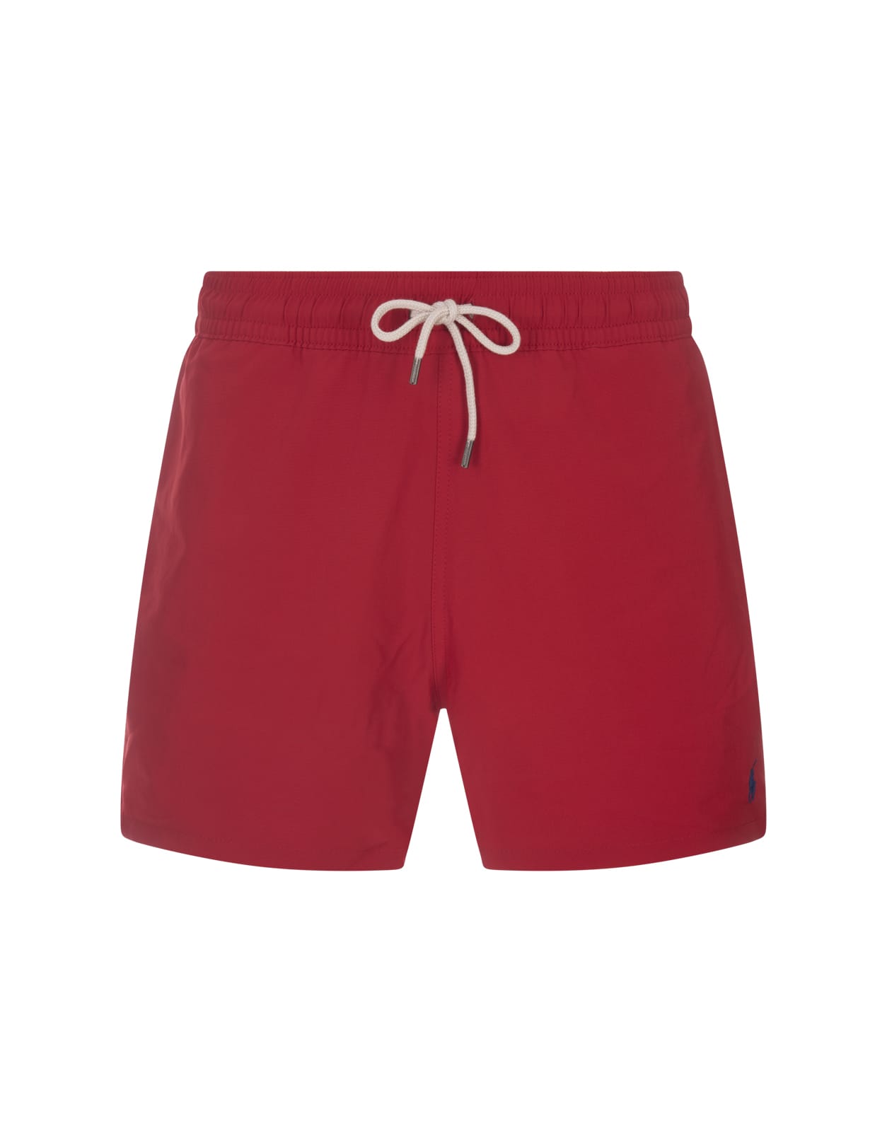 Shop Ralph Lauren Red Swim Shorts With Embroidered Pony
