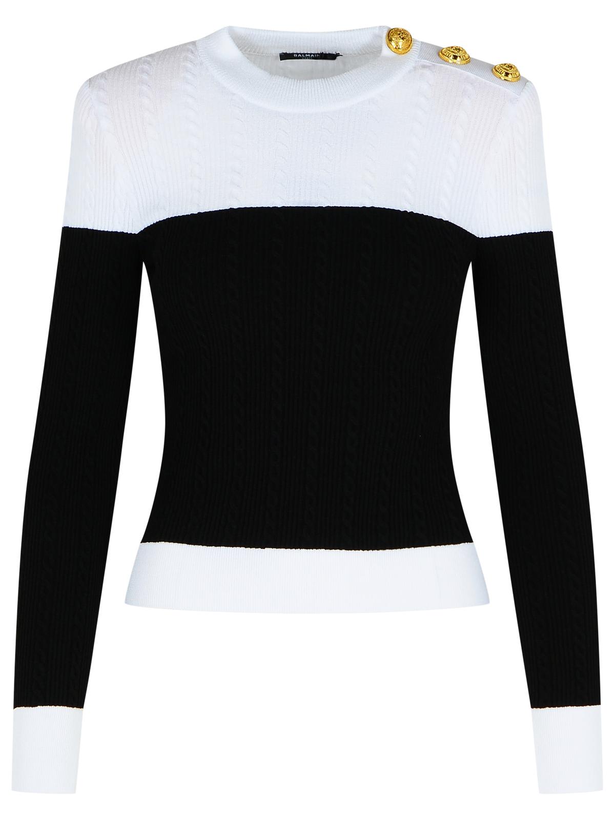 Balmain 3-button Twisted Knit Colorblock Top In Multi