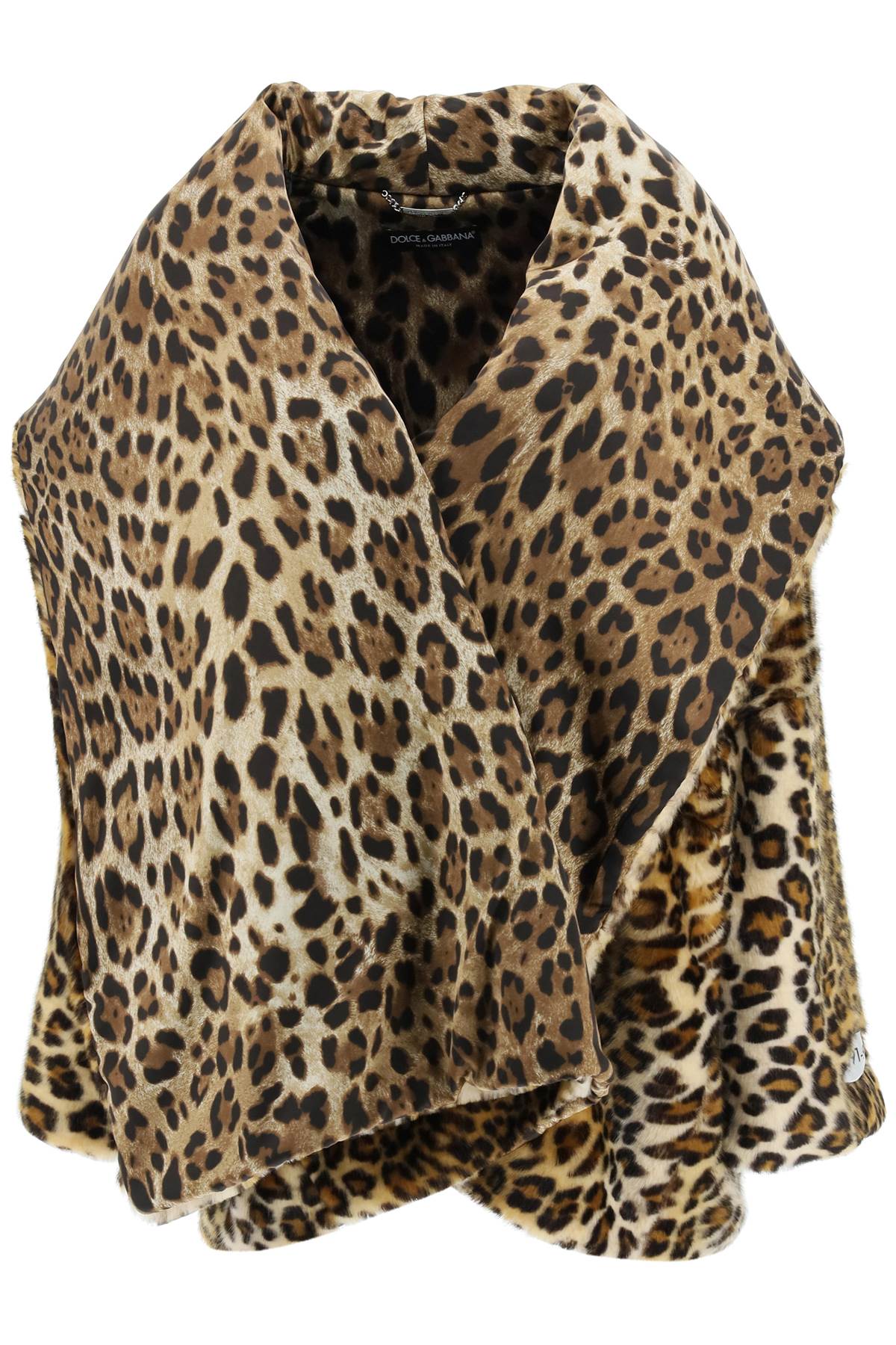 Leopard Print Faux Fur Cape Coat