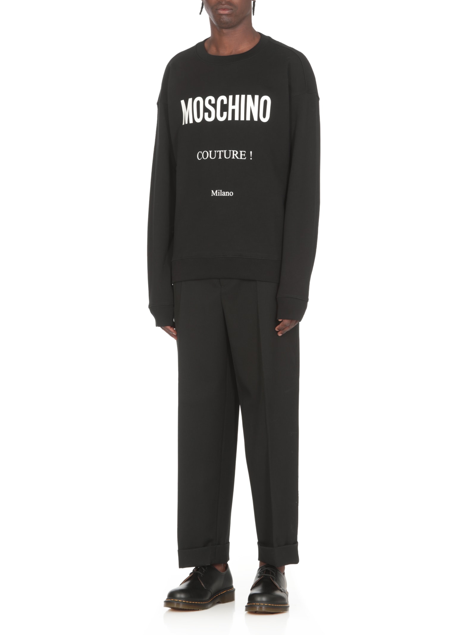 Shop Moschino Cotton Logoed Sweatshirt In Black