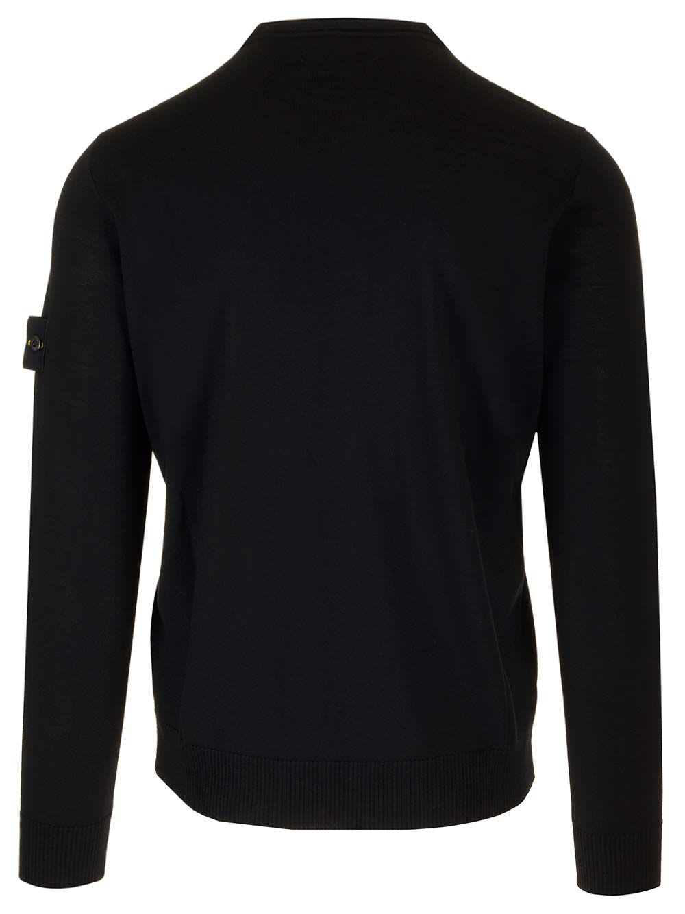 Shop Stone Island Pure Wool Sweater In Black