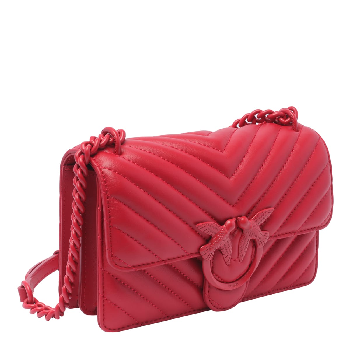 Shop Pinko Mini Love One Crossbody Bag In Red