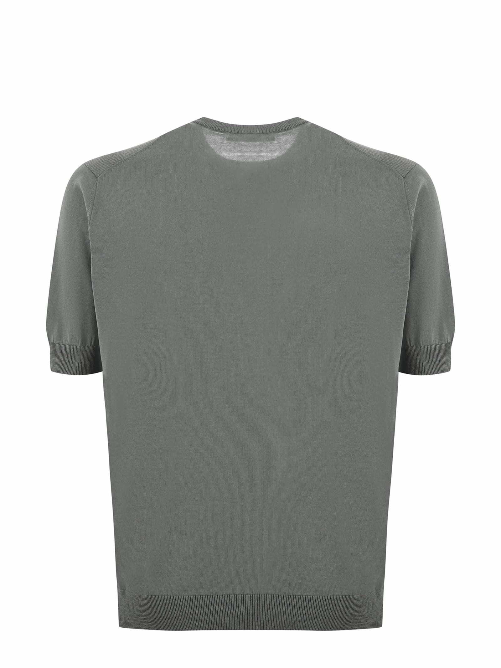 Shop Filippo De Laurentiis T-shirt In Cotton Crepe In Verde Salvia