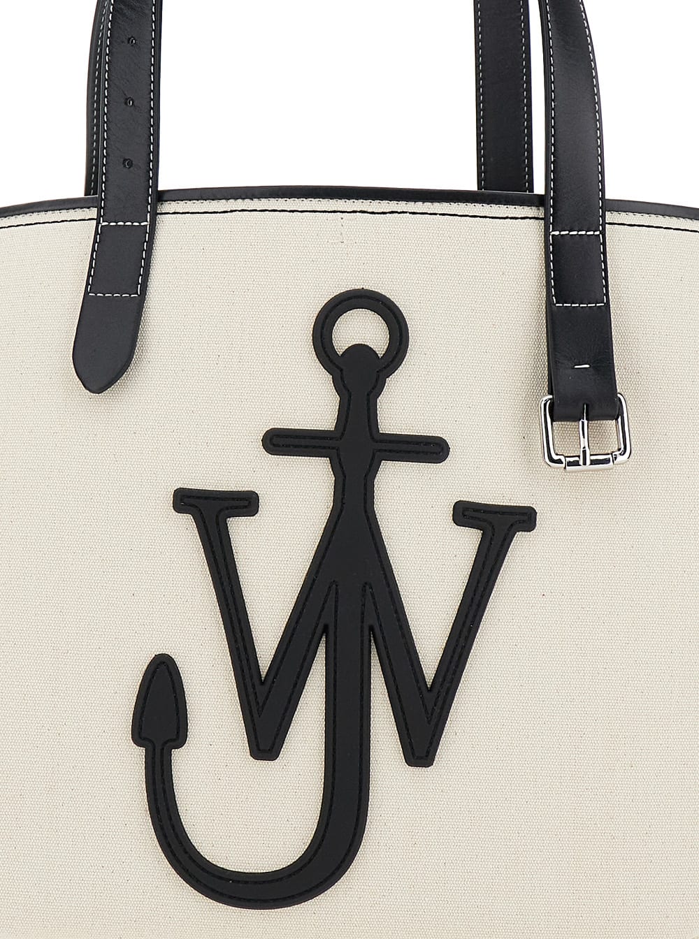 Shop Jw Anderson White Shopper With Jw Logo On The Front In Canvas And Leather Woman