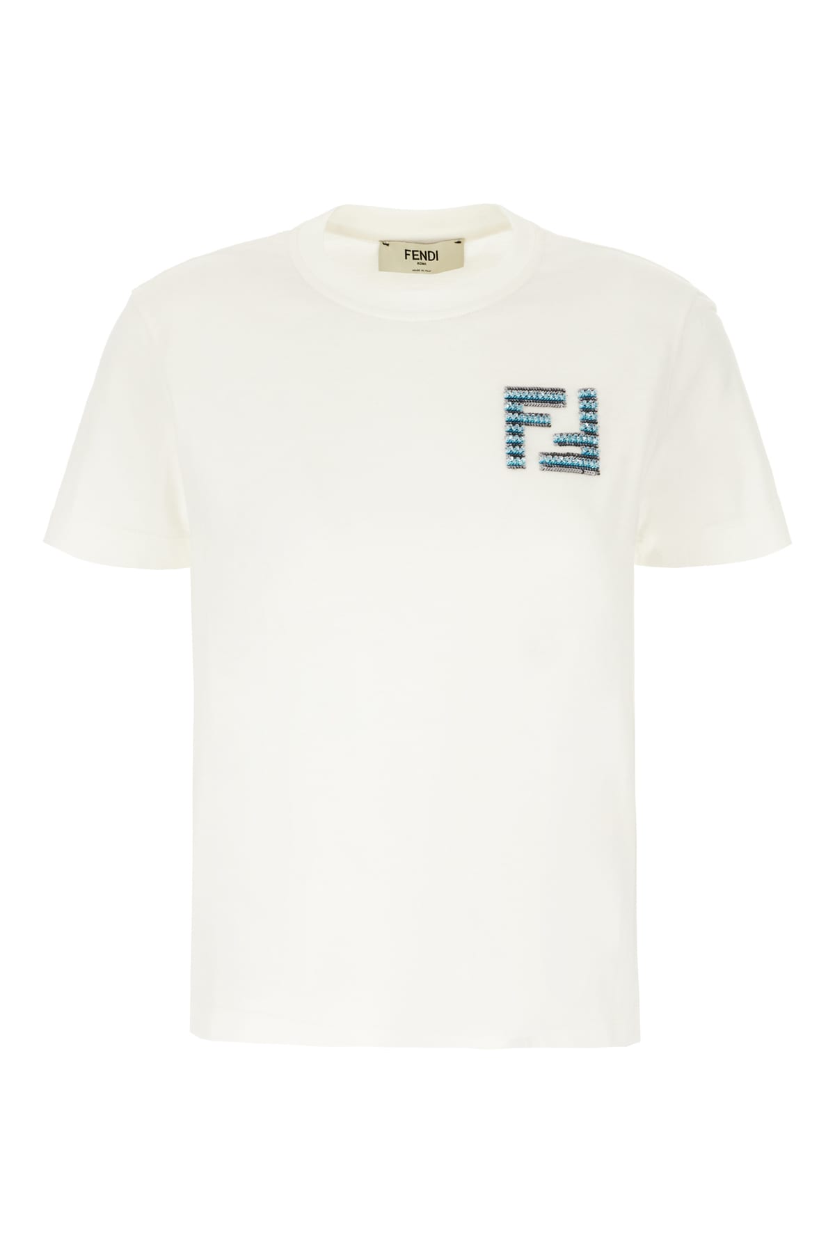 Fendi White Cotton T-shirt In Clouddancer