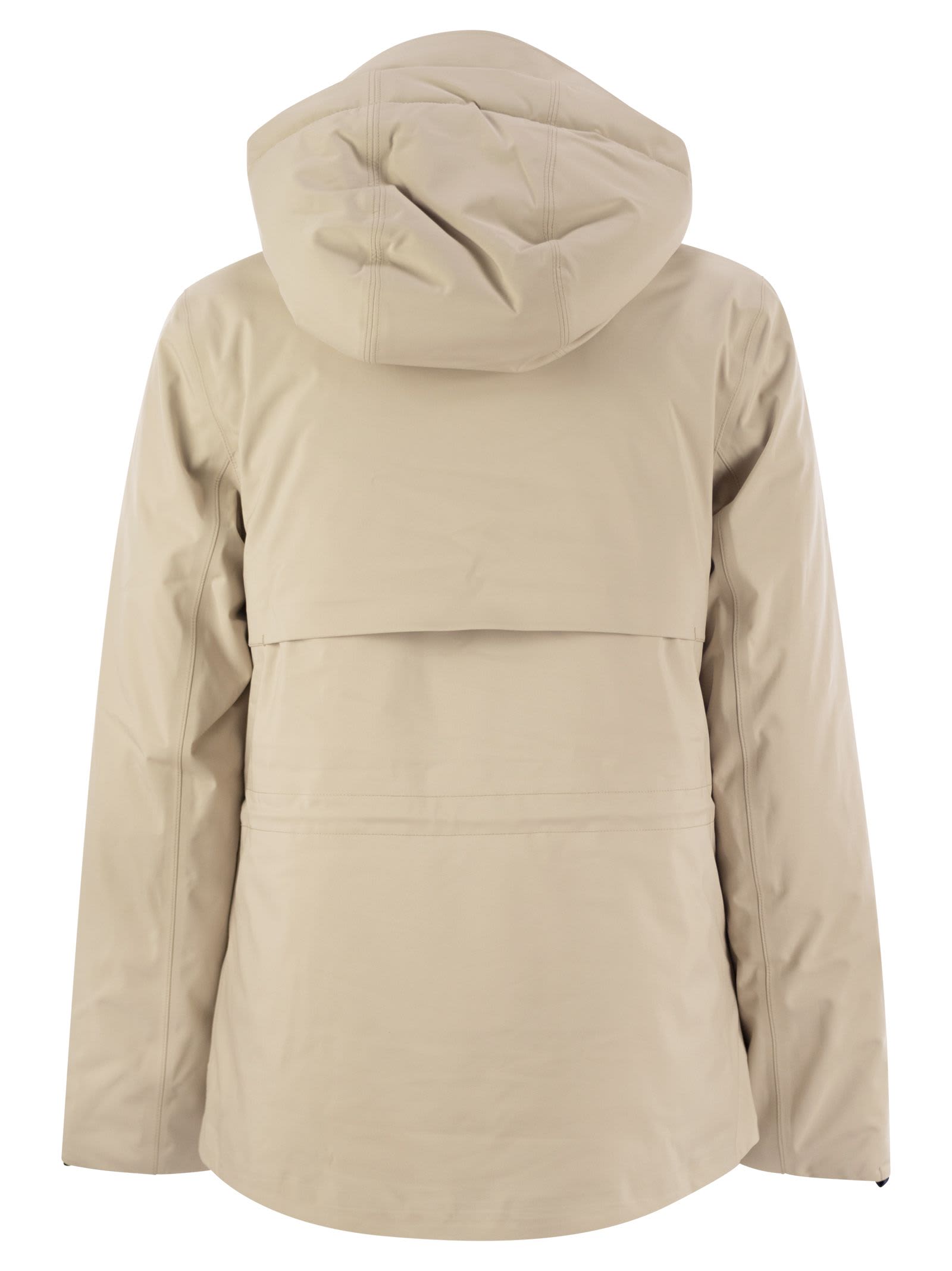 Shop K-way Dorel Bonded Padded - Hooded Jacket In Beige