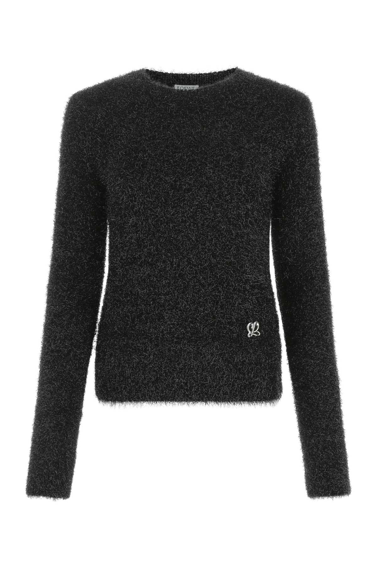 Loewe Crew Neck Fuzzy Texture Long Sleeves Sweater In Gray