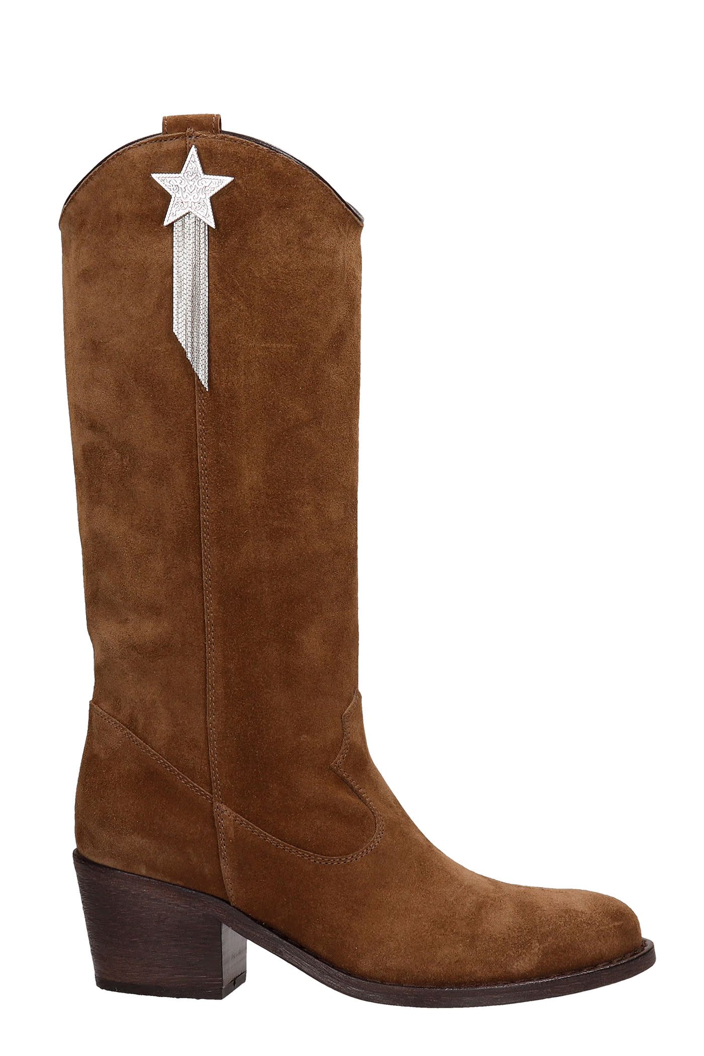 Via Roma 15 Texan Boots In Brown Suede