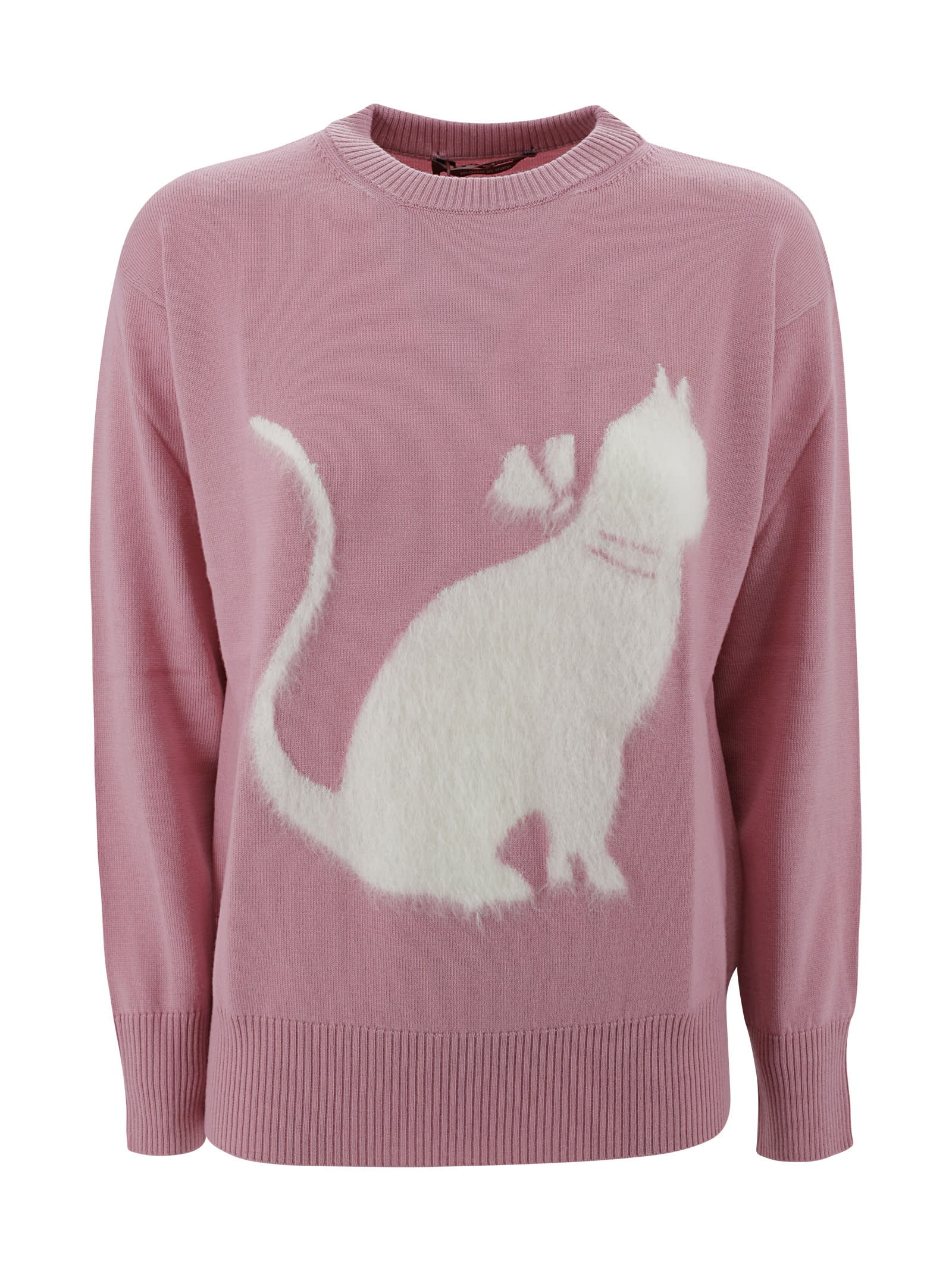 Shop Max Mara Jumper In Fancy Wool Yarn In Pink