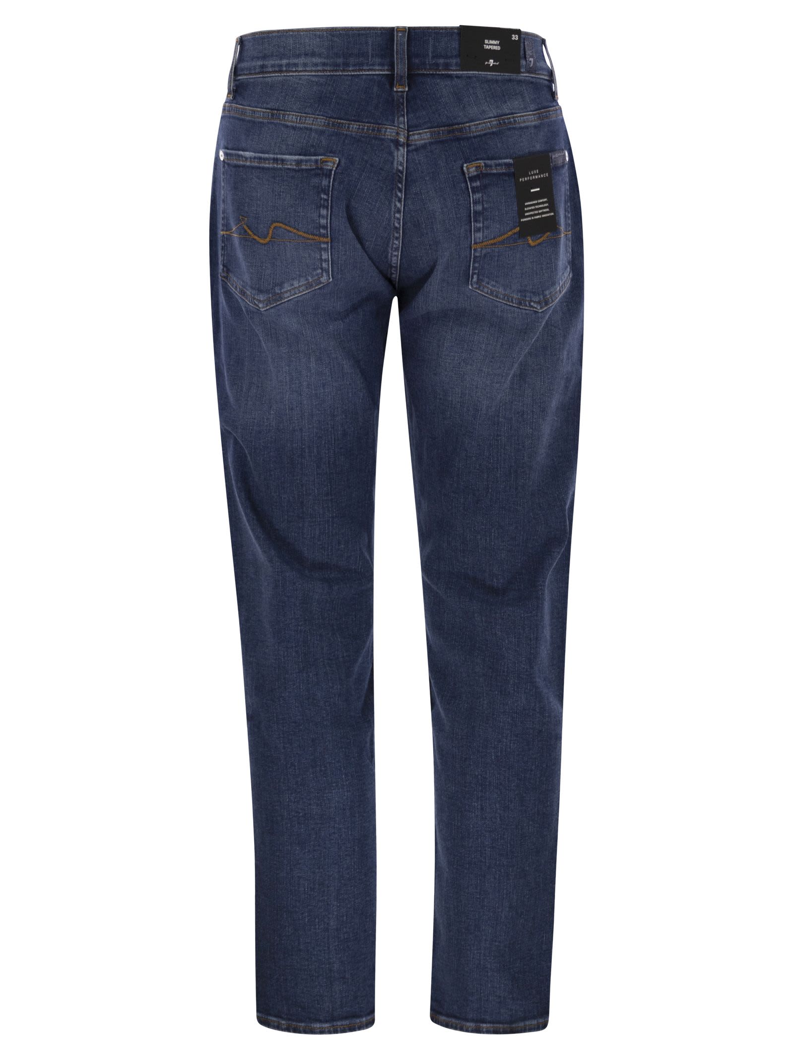 7 For All Mankind Slimmy Tapered - Skinny Medium-waisted Jeans In Blue