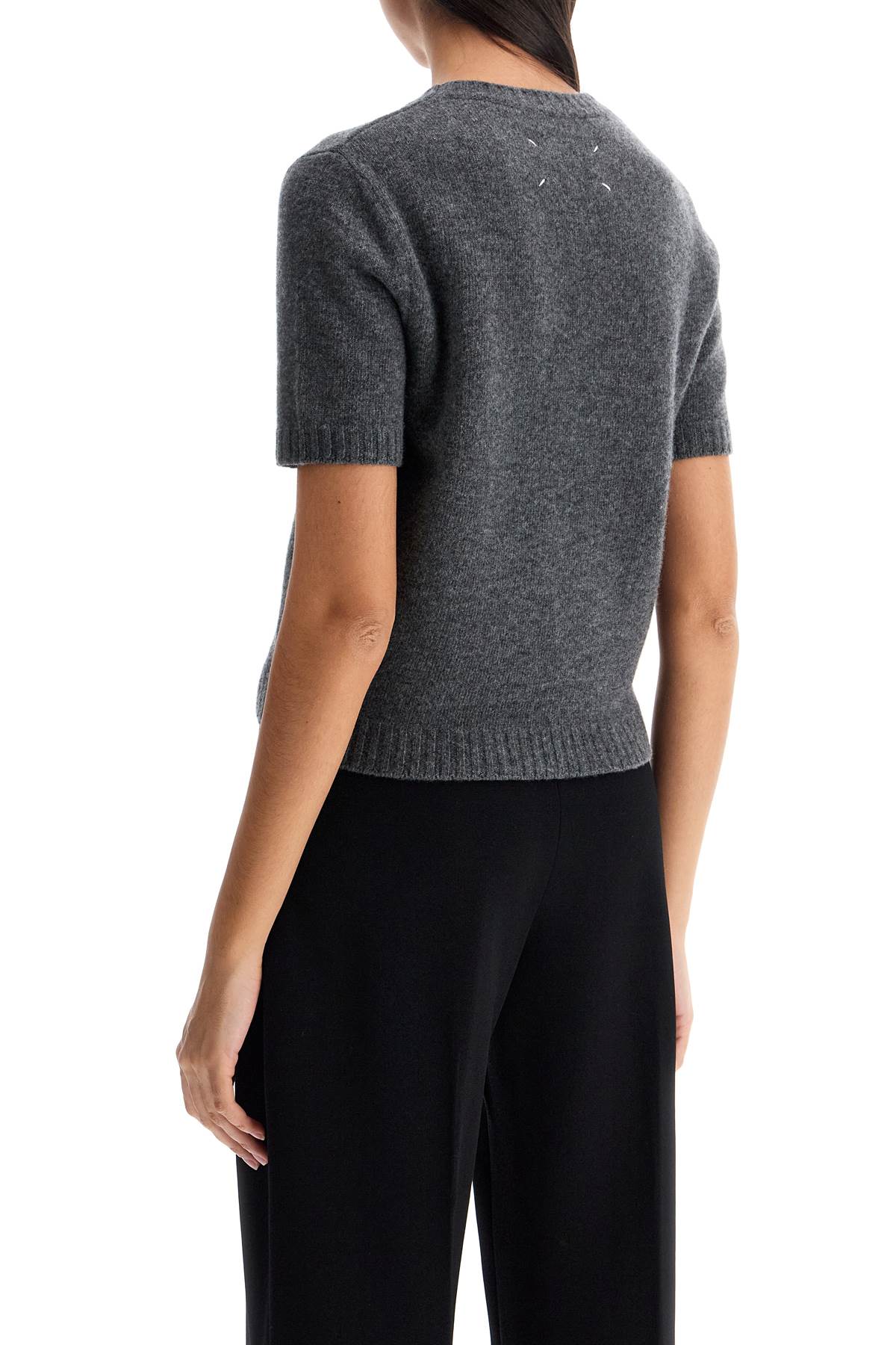 Shop Maison Margiela Wool Crewneck Sweater In Charcoal (grey)