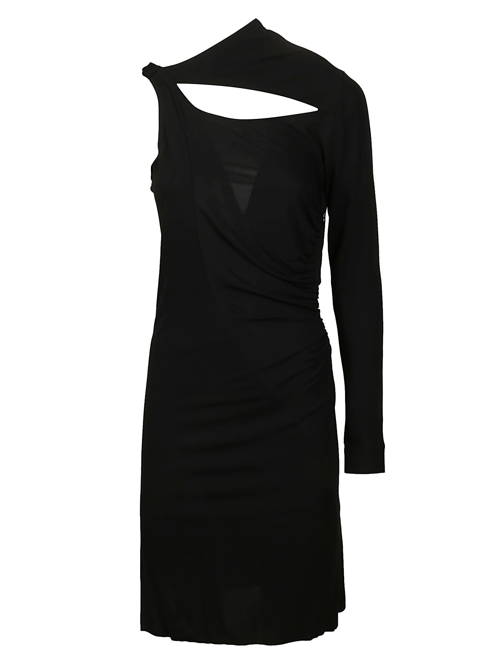 Shop Victoria Beckham Asymmetric Slash Mini Dress In Black