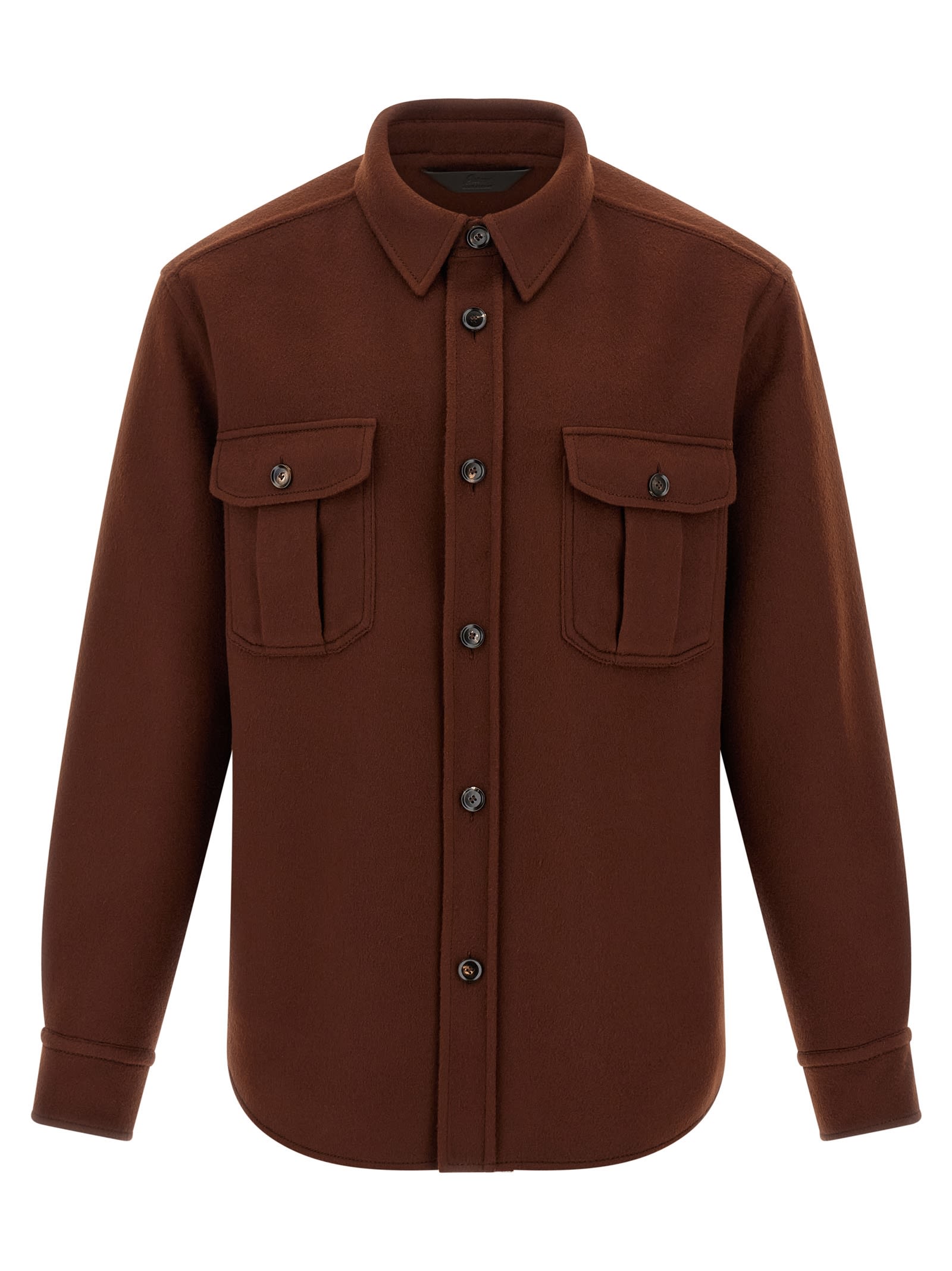 Brioni Wool-cashmere Vagabond Overshirt In Brown