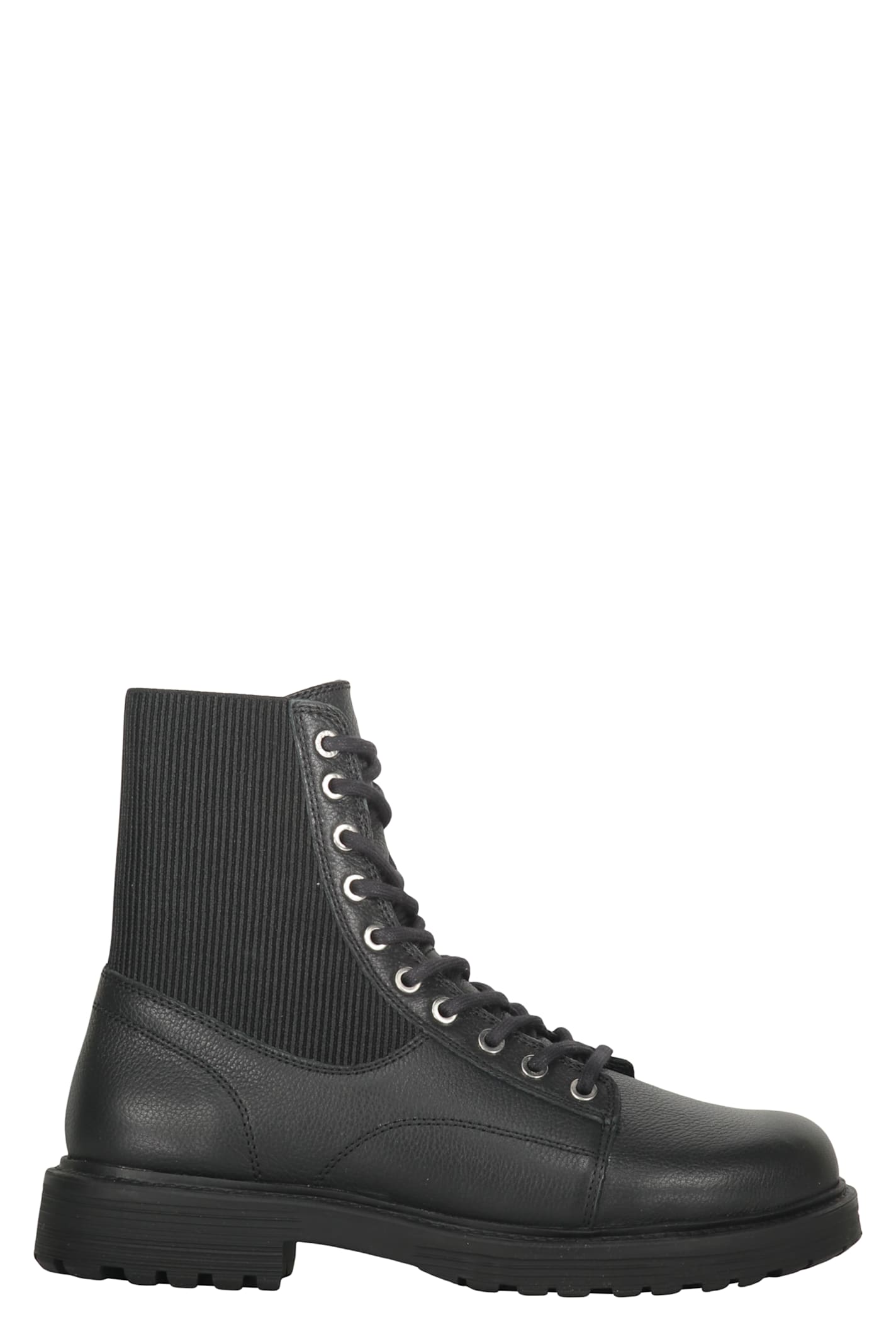 Diesel High Boot Man Black Leather Elegant In Black