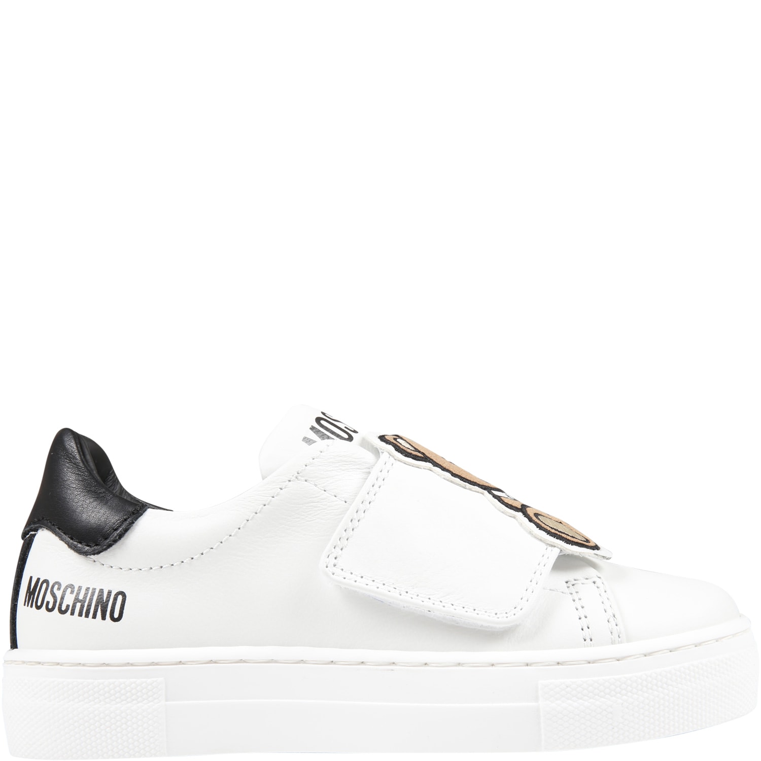 Moschino White Sneakers For Kids With Teddy Bear