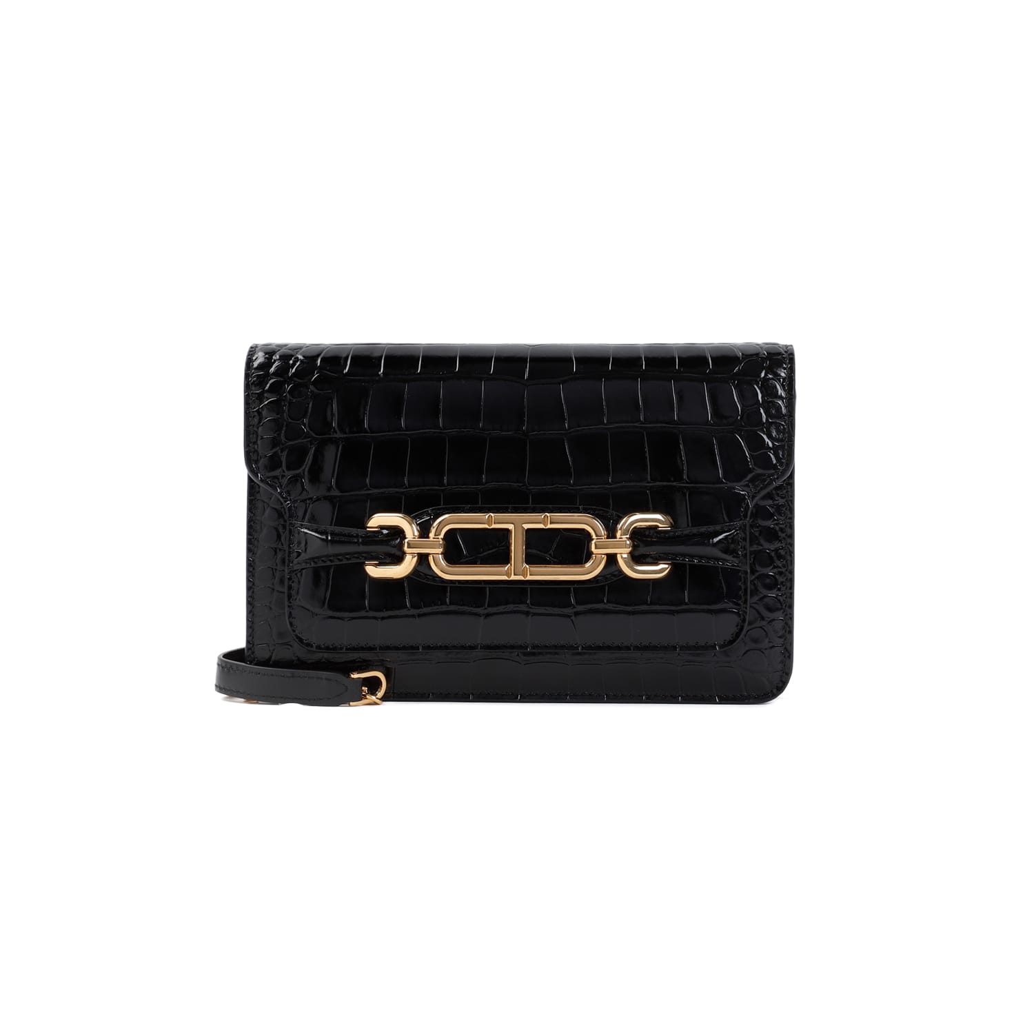 TOM FORD STAMPED CROC SMALL SHOULDER BAG 