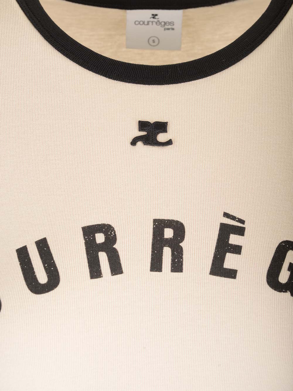 Shop Courrèges Strap Detail T-shirt In Lime Stone Black