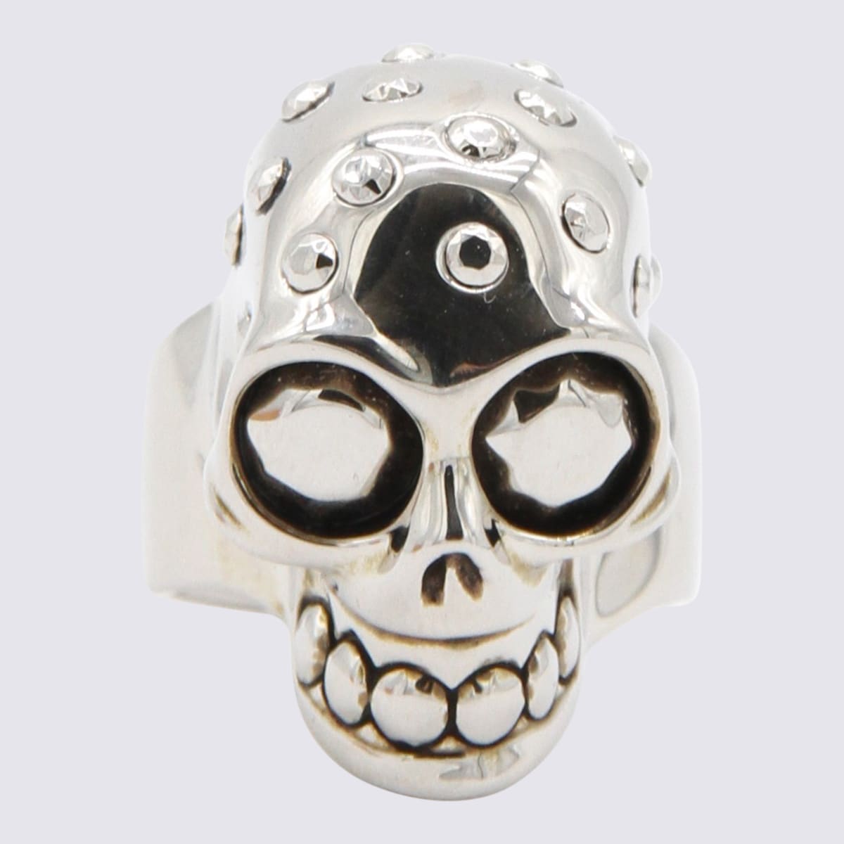 Shop Alexander Mcqueen Silver-tone Brass The Jewelled Skull Ring