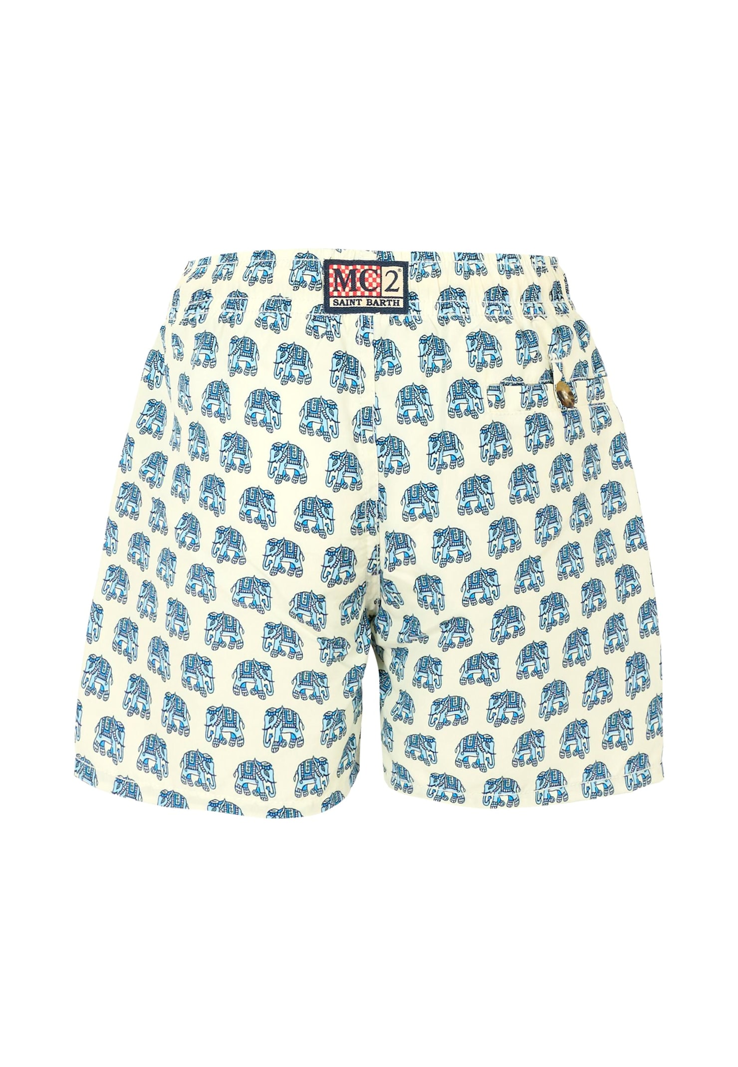 Mc2 Saint Barth Iovry Swim Shorts For Boy With Elephants In Multi